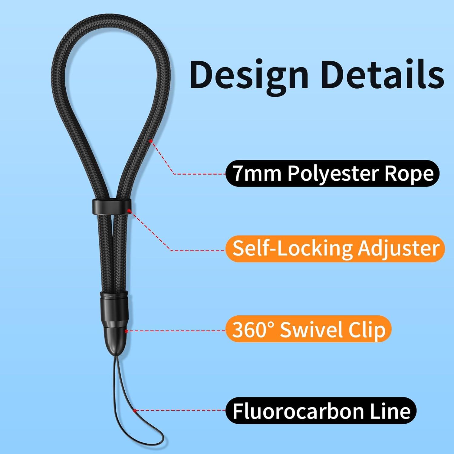 image360 Swivel Phone Lanyard ampamp Wrist Strap AntiDrop Adjustable with Fishing Line Core and AllMetal LockBlack