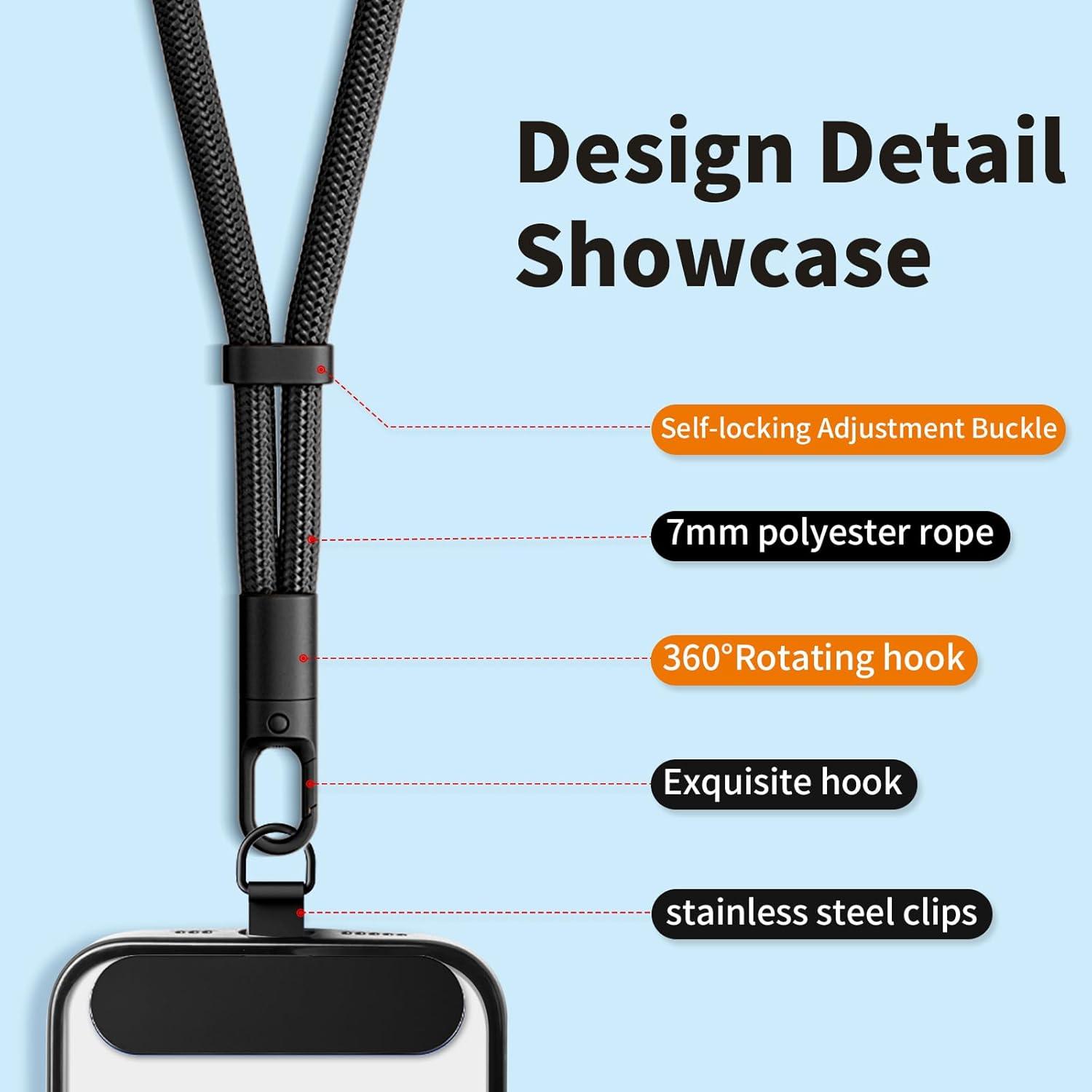 imageHand Wrist Strap LanyardUniversal Cell Phone Multifuctional Patch Lanyards for Women and Men BlackGray