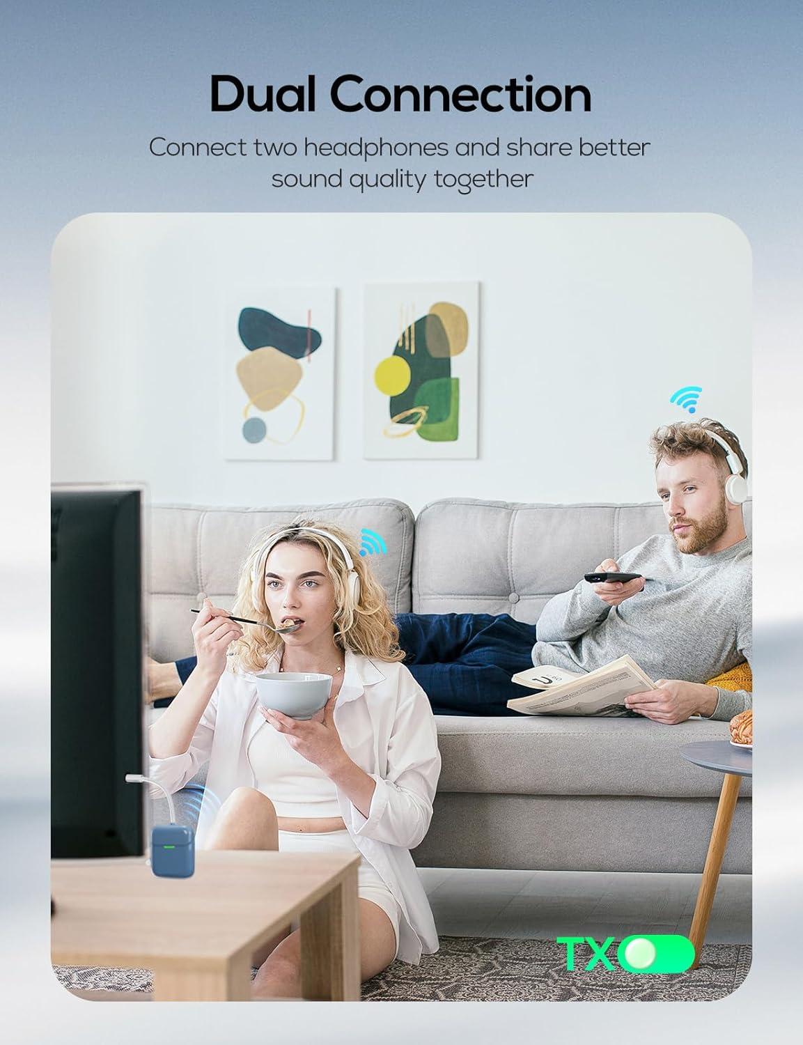 imageNulaxy Air inFlight Bluetooth Wireless Audio Transmitter Receiver for up to 2 AirPods ampamp Wireless Headphones Bluetooth Adapter for All 35mm Jacks on Airplanes Gym Equipment TVs ampamp Gaming ConsolesEBlue