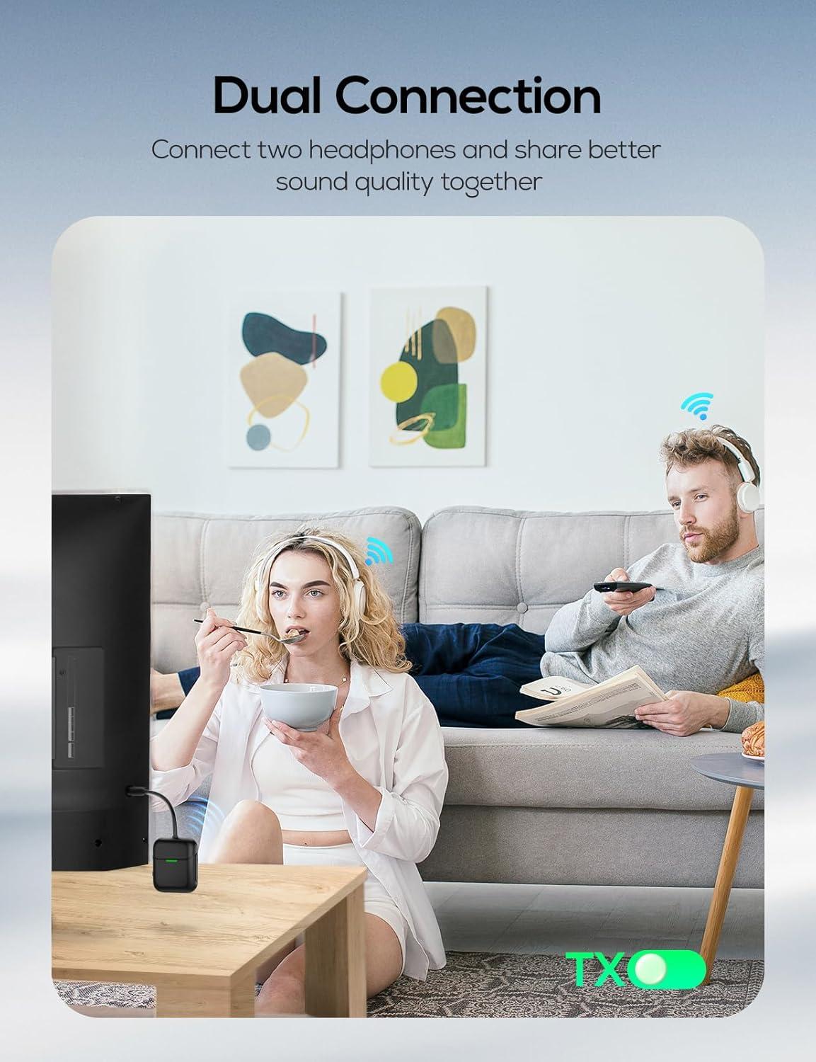 imageNulaxy Air inFlight Bluetooth Wireless Audio Transmitter Receiver for up to 2 AirPods ampamp Wireless Headphones Bluetooth Adapter for All 35mm Jacks on Airplanes Gym Equipment TVs ampamp Gaming ConsolesBBlack