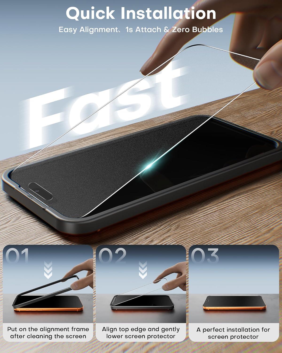 imageOMOTON 22 Pack Matte Screen Protector for iPhone 17 Pro 63 Inch 2025 Matte Layer Film with Camera Lens Protector Tempered Glass with Easy Installation Tool Antiglare Smooth Touch Feel as SilkiPhone 17 Pro Max