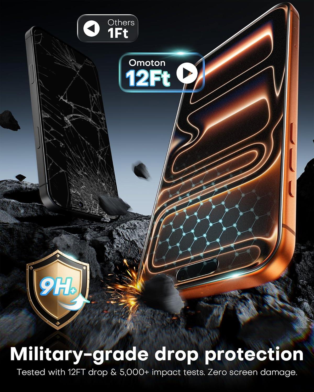 imageOMOTON 22 Pack Matte Screen Protector for iPhone 17 Pro 63 Inch 2025 Matte Layer Film with Camera Lens Protector Tempered Glass with Easy Installation Tool Antiglare Smooth Touch Feel as SilkiPhone 17 Pro Max