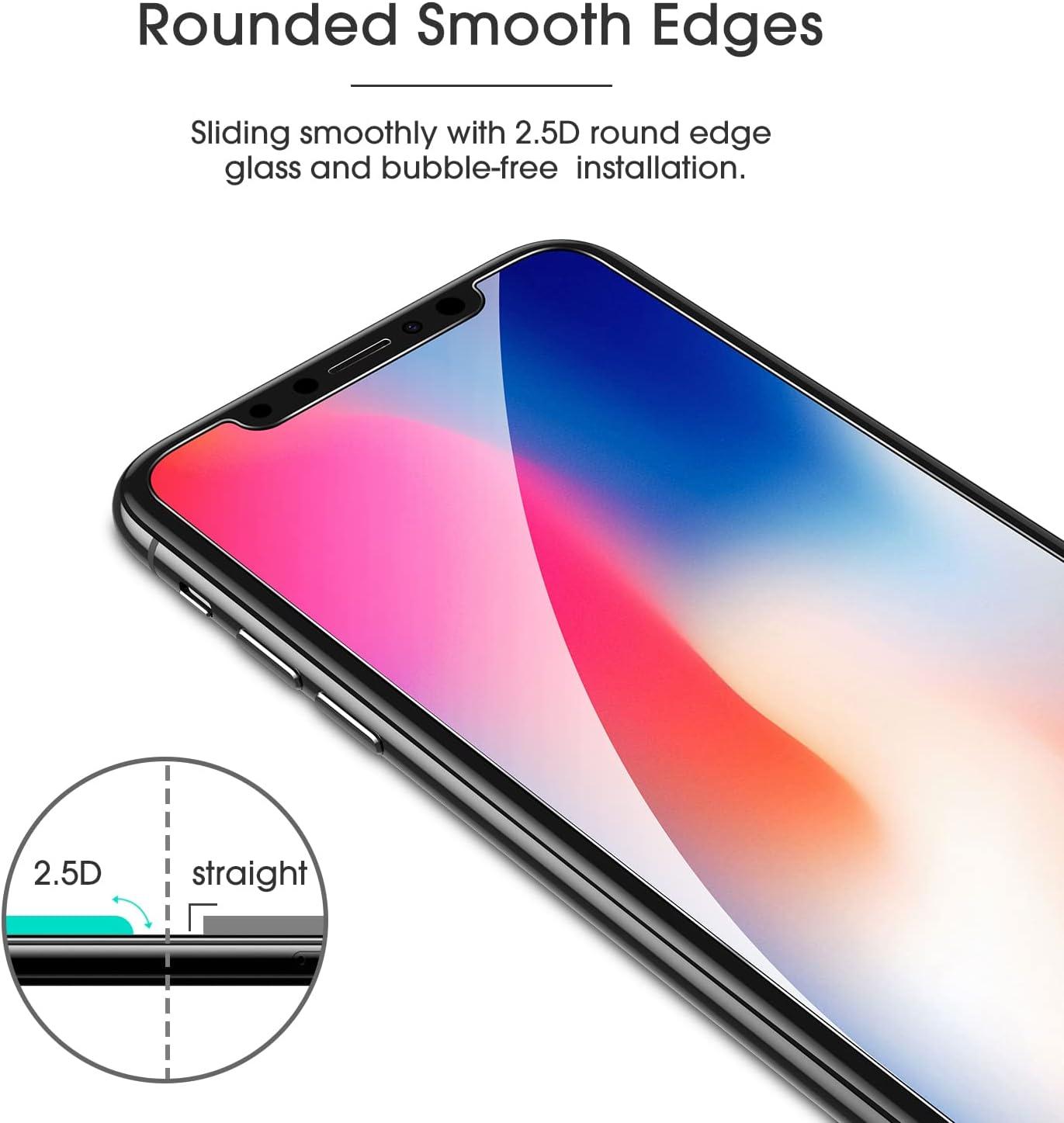 imageOMOTON 4Pack Screen Protector for iPhone Xs ampamp iPhone X 58 inch Tempered GlassGuide FrameEasy Installation