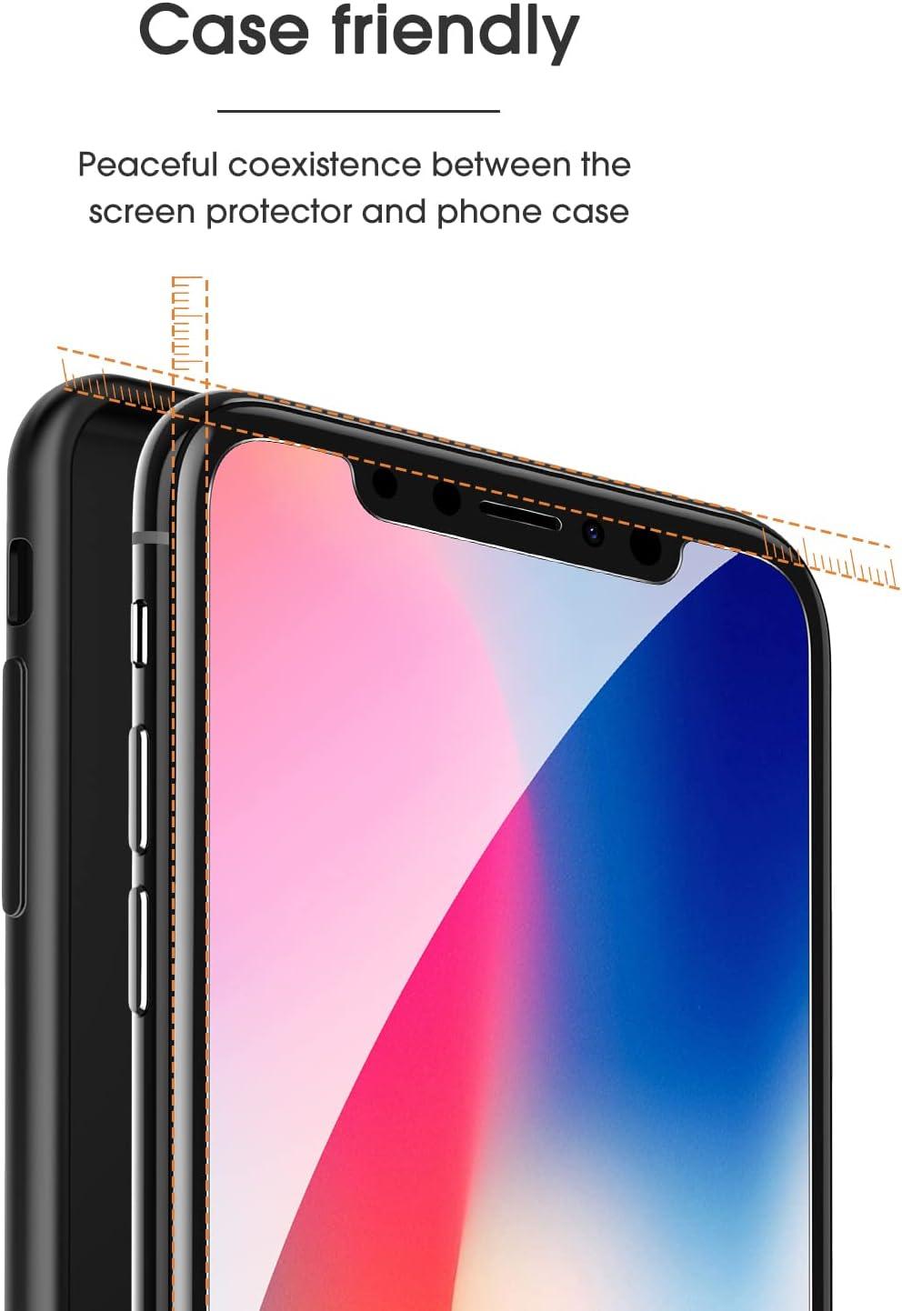 imageOMOTON 4Pack Screen Protector for iPhone Xs ampamp iPhone X 58 inch Tempered GlassGuide FrameEasy Installation