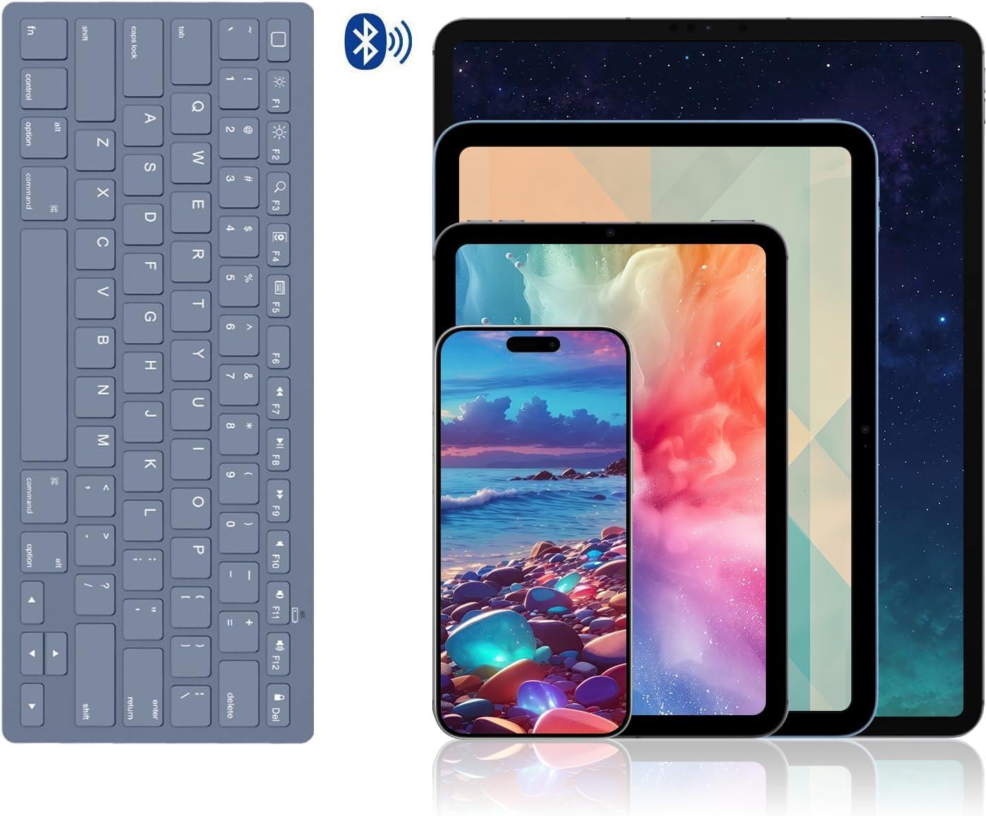 imageOMOTON Bluetooth Keyboard Compatible with iPad 10th Generation iPad 102 9th8th7th iPad Pro 1312911 inch iPad AirMini and More iOS Devices WhiteBlue