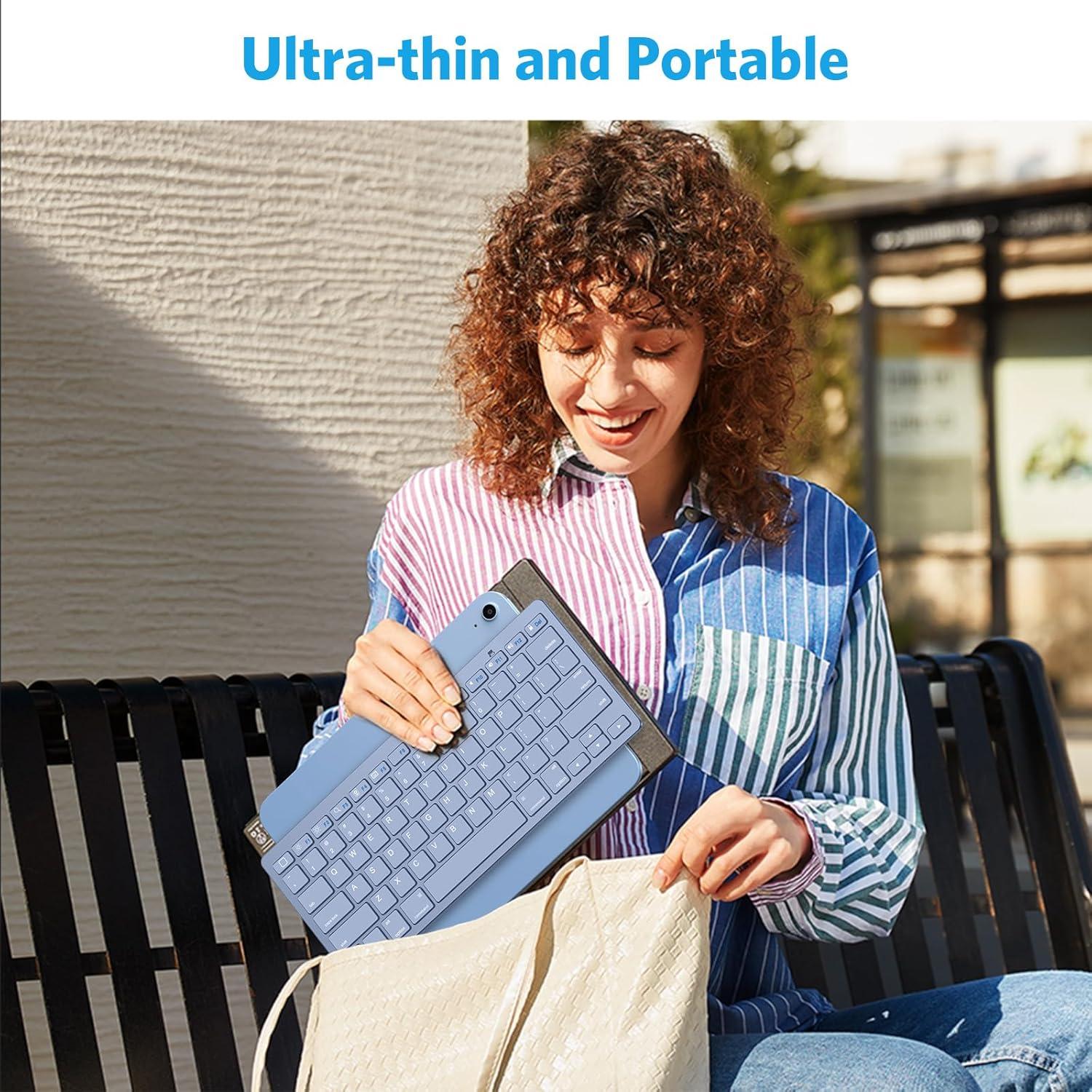 imageOMOTON Bluetooth Keyboard Compatible with iPad 10th Generation iPad 102 9th8th7th iPad Pro 1312911 inch iPad AirMini and More iOS Devices WhiteBlue