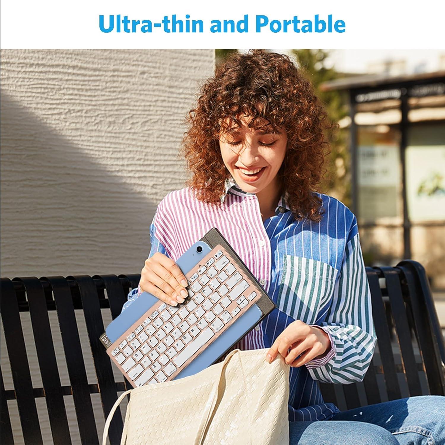 imageOMOTON Bluetooth Keyboard Compatible with iPad 10th Generation iPad 102 9th8th7th iPad Pro 1312911 inch iPad AirMini and More iOS Devices WhiteGold