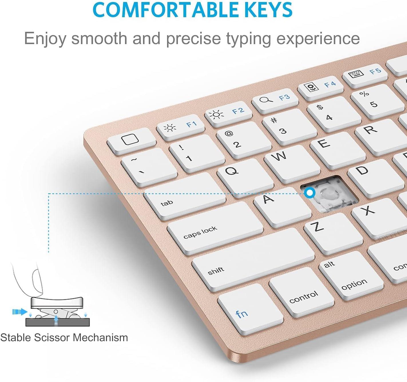 imageOMOTON Bluetooth Keyboard Compatible with iPad 10th Generation iPad 102 9th8th7th iPad Pro 1312911 inch iPad AirMini and More iOS Devices WhiteGold