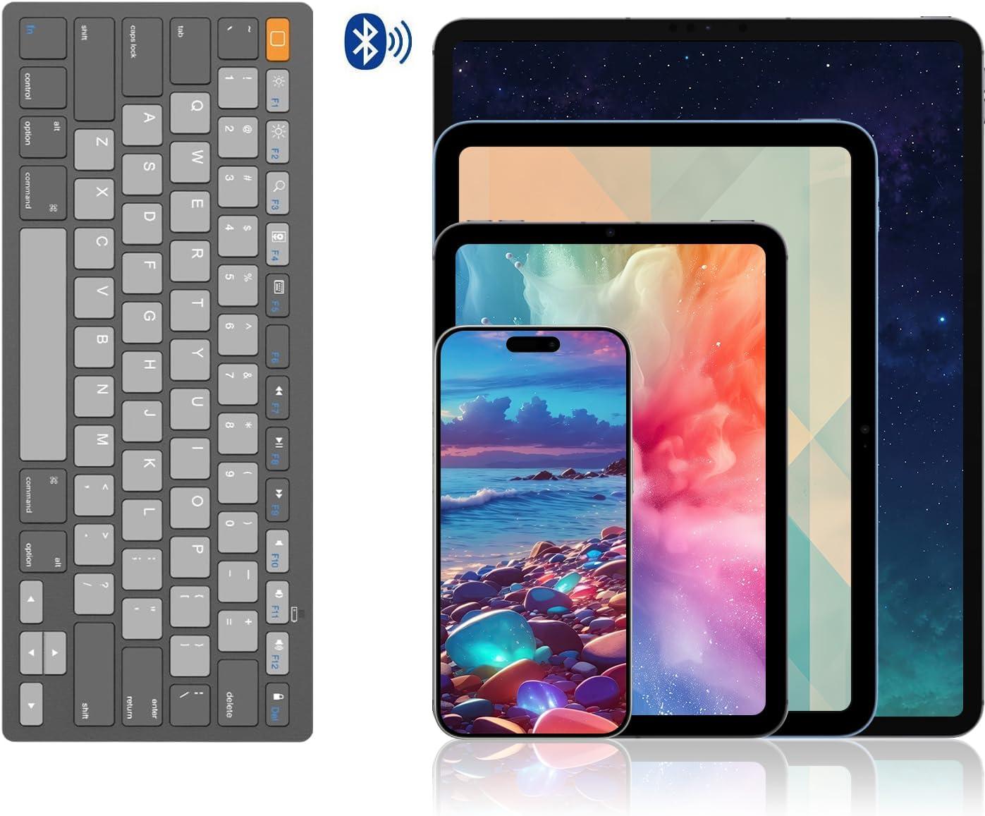 imageOMOTON Bluetooth Keyboard Compatible with iPad 10th Generation iPad 102 9th8th7th iPad Pro 1312911 inch iPad AirMini and More iOS Devices WhiteGraphite Gray