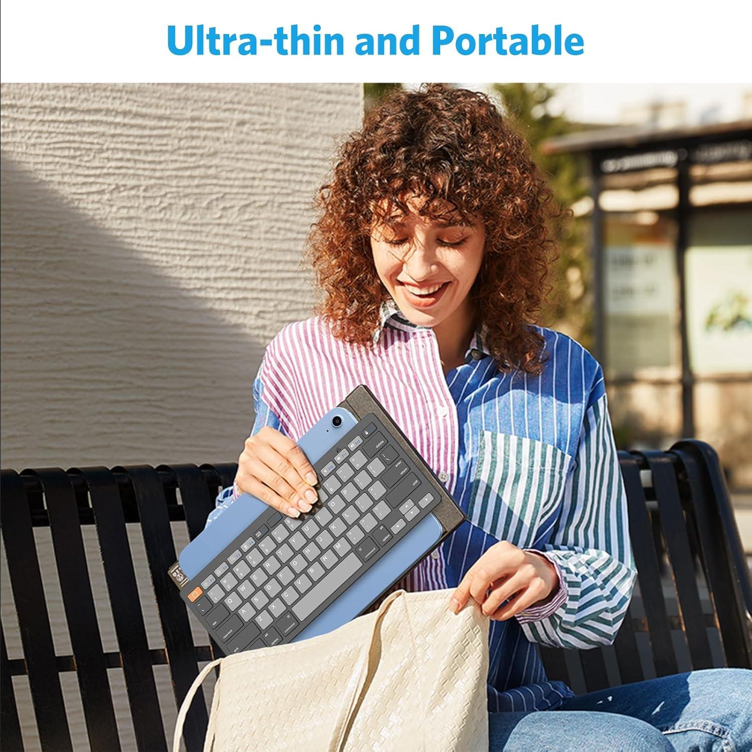 imageOMOTON Bluetooth Keyboard Compatible with iPad 10th Generation iPad 102 9th8th7th iPad Pro 1312911 inch iPad AirMini and More iOS Devices WhiteGraphite Gray