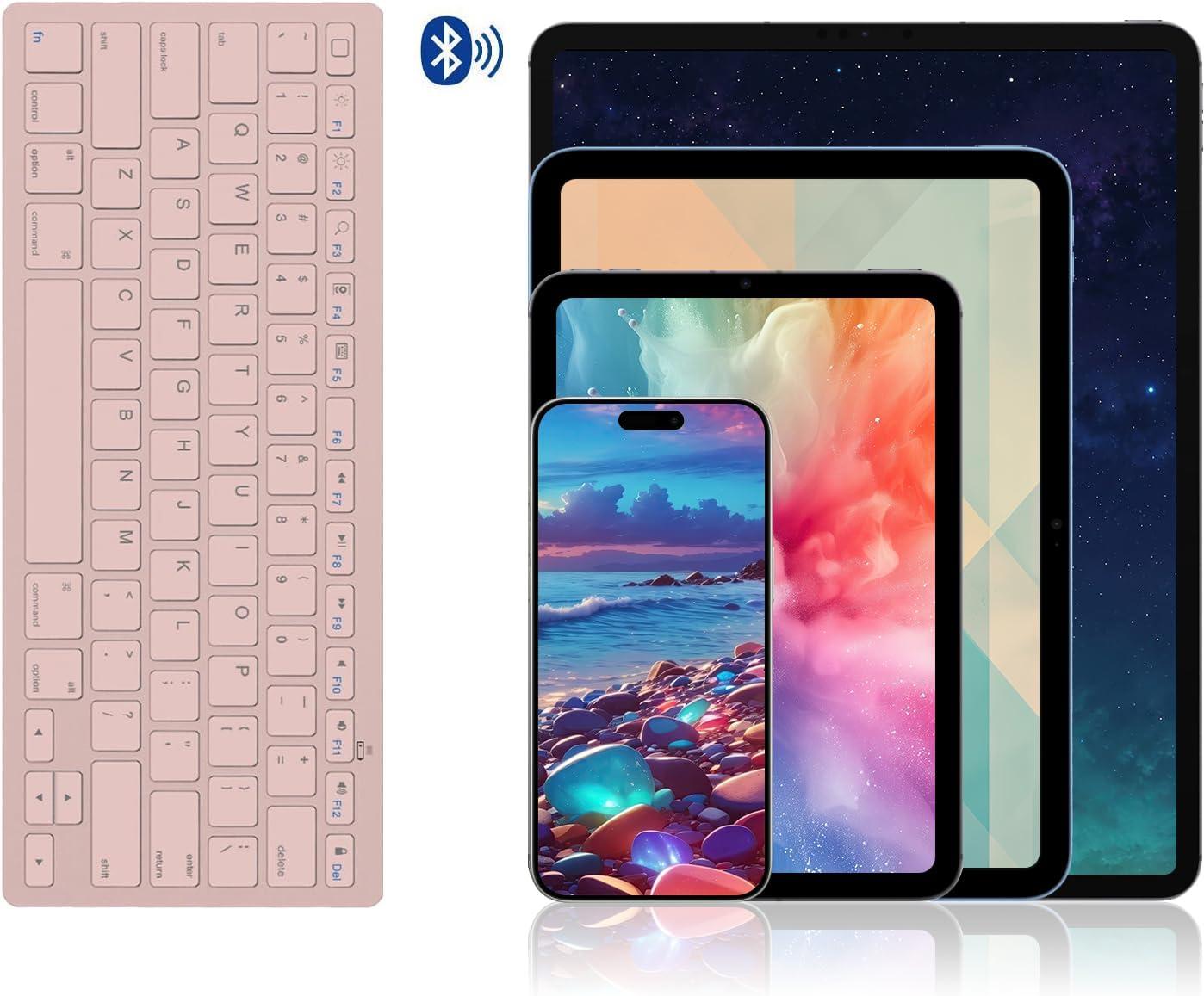 imageOMOTON Bluetooth Keyboard Compatible with iPad 10th Generation iPad 102 9th8th7th iPad Pro 1312911 inch iPad AirMini and More iOS Devices WhitePink
