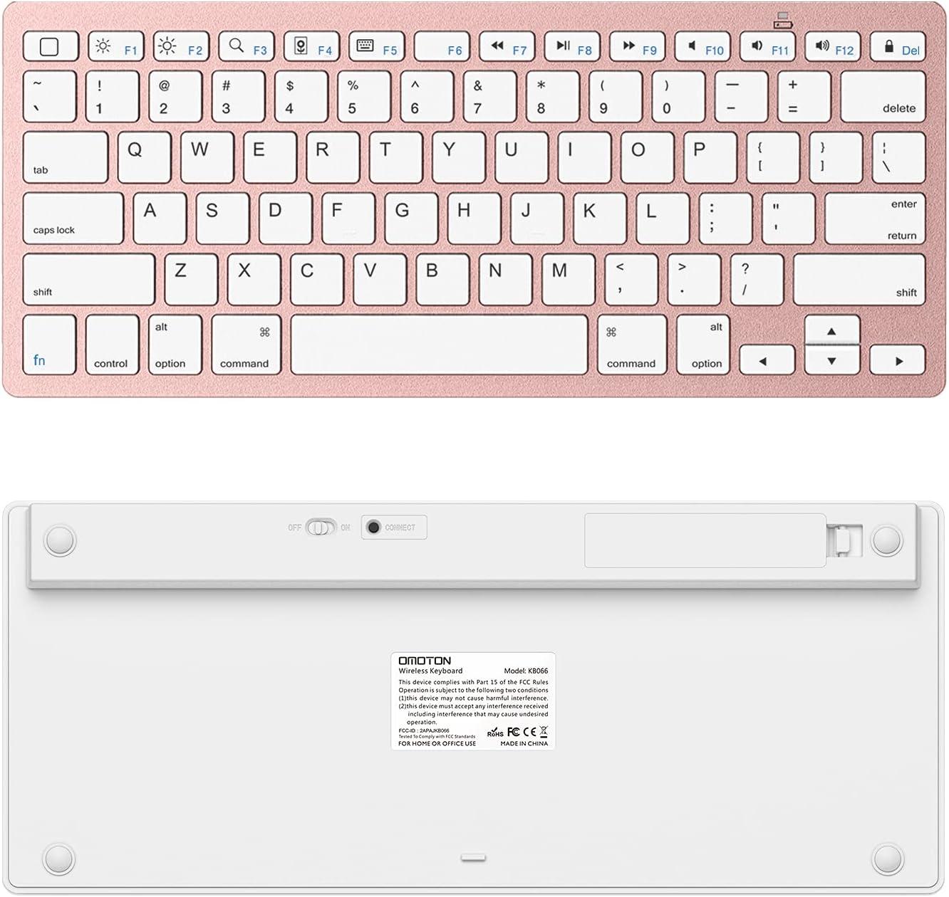 imageOMOTON Bluetooth Keyboard Compatible with iPad 10th Generation iPad 102 9th8th7th iPad Pro 1312911 inch iPad AirMini and More iOS Devices WhitePink gold