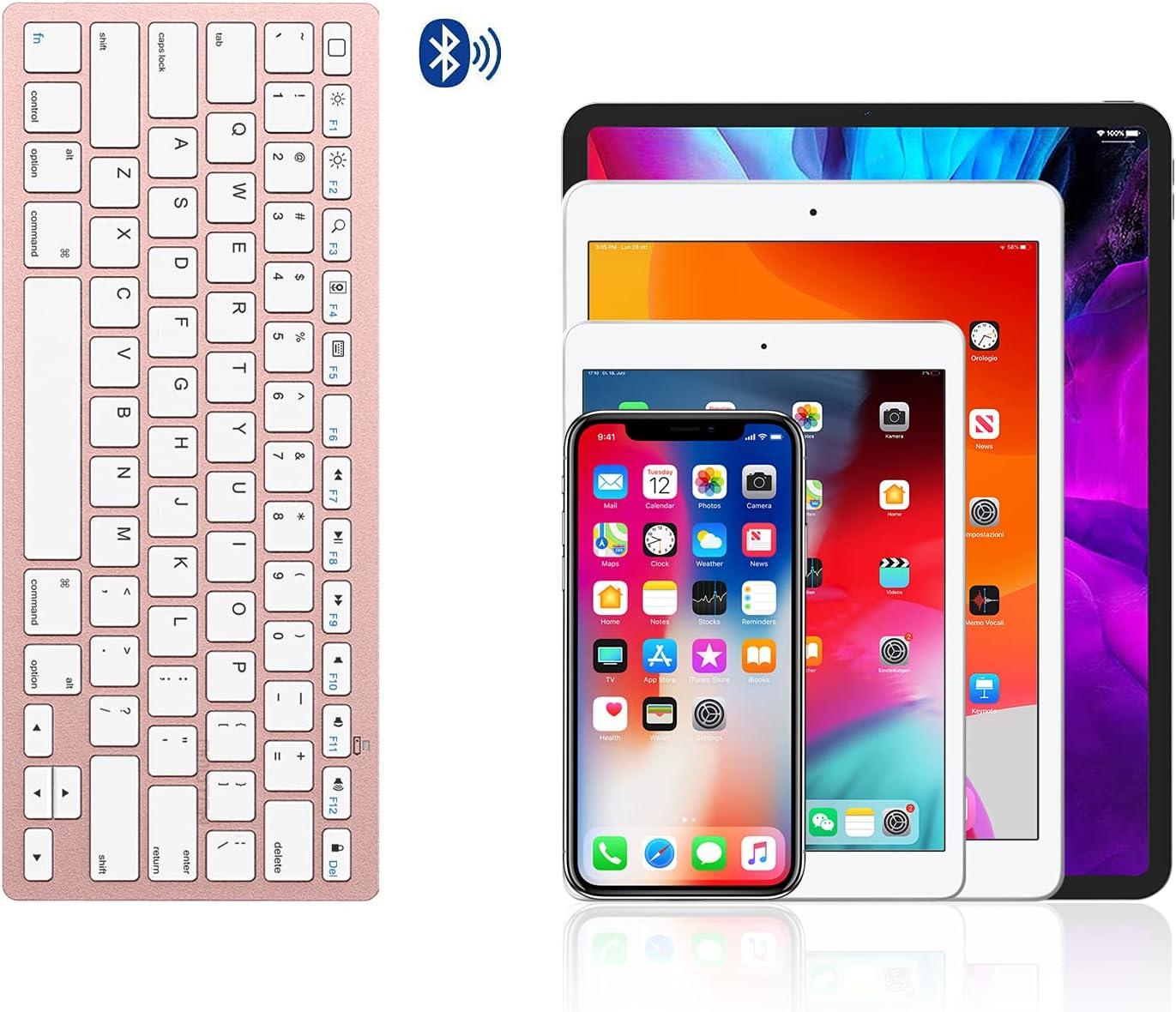 imageOMOTON Bluetooth Keyboard Compatible with iPad 10th Generation iPad 102 9th8th7th iPad Pro 1312911 inch iPad AirMini and More iOS Devices WhitePink gold