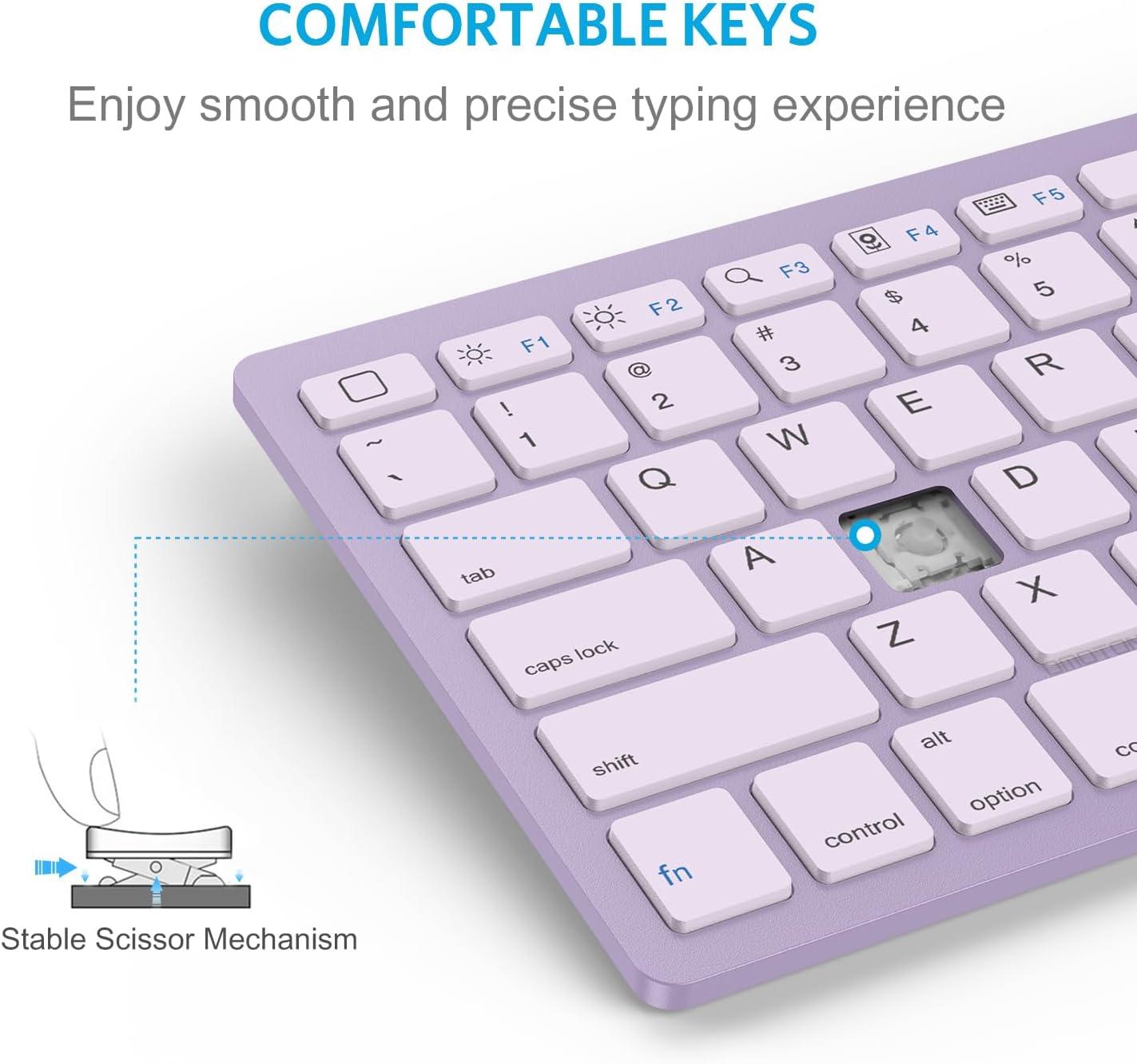 imageOMOTON Bluetooth Keyboard Compatible with iPad 10th Generation iPad 102 9th8th7th iPad Pro 1312911 inch iPad AirMini and More iOS Devices WhitePurple