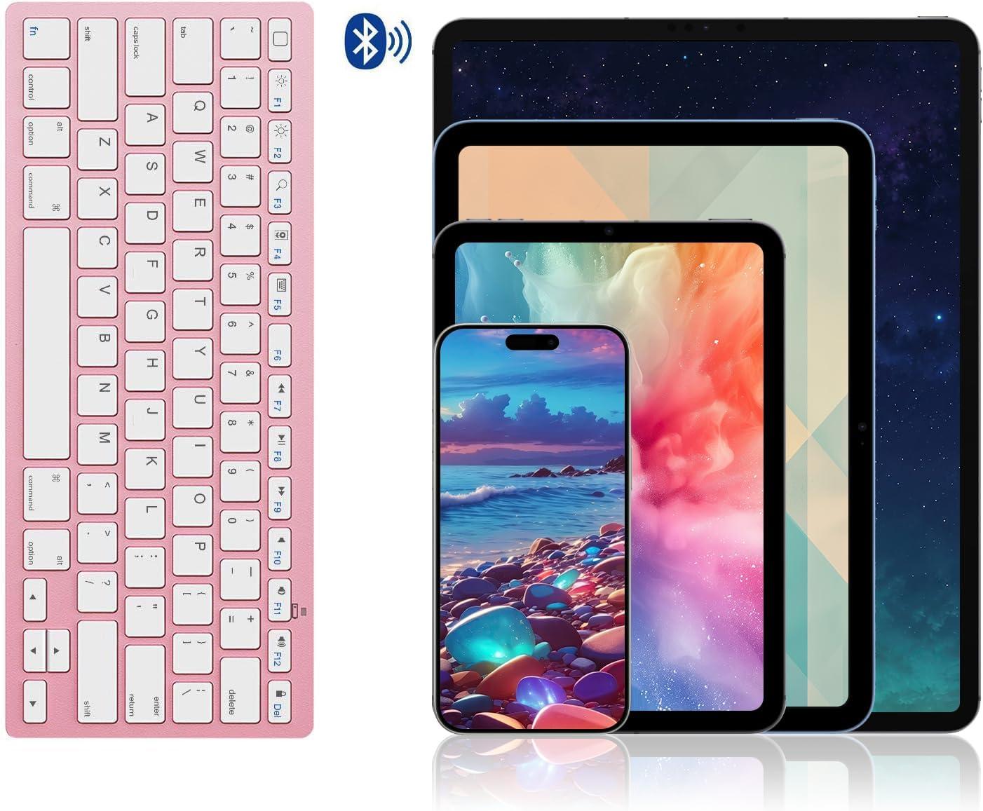 imageOMOTON Bluetooth Keyboard Compatible with iPad 10th Generation iPad 102 9th8th7th iPad Pro 1312911 inch iPad AirMini and More iOS Devices WhiteRose Gold