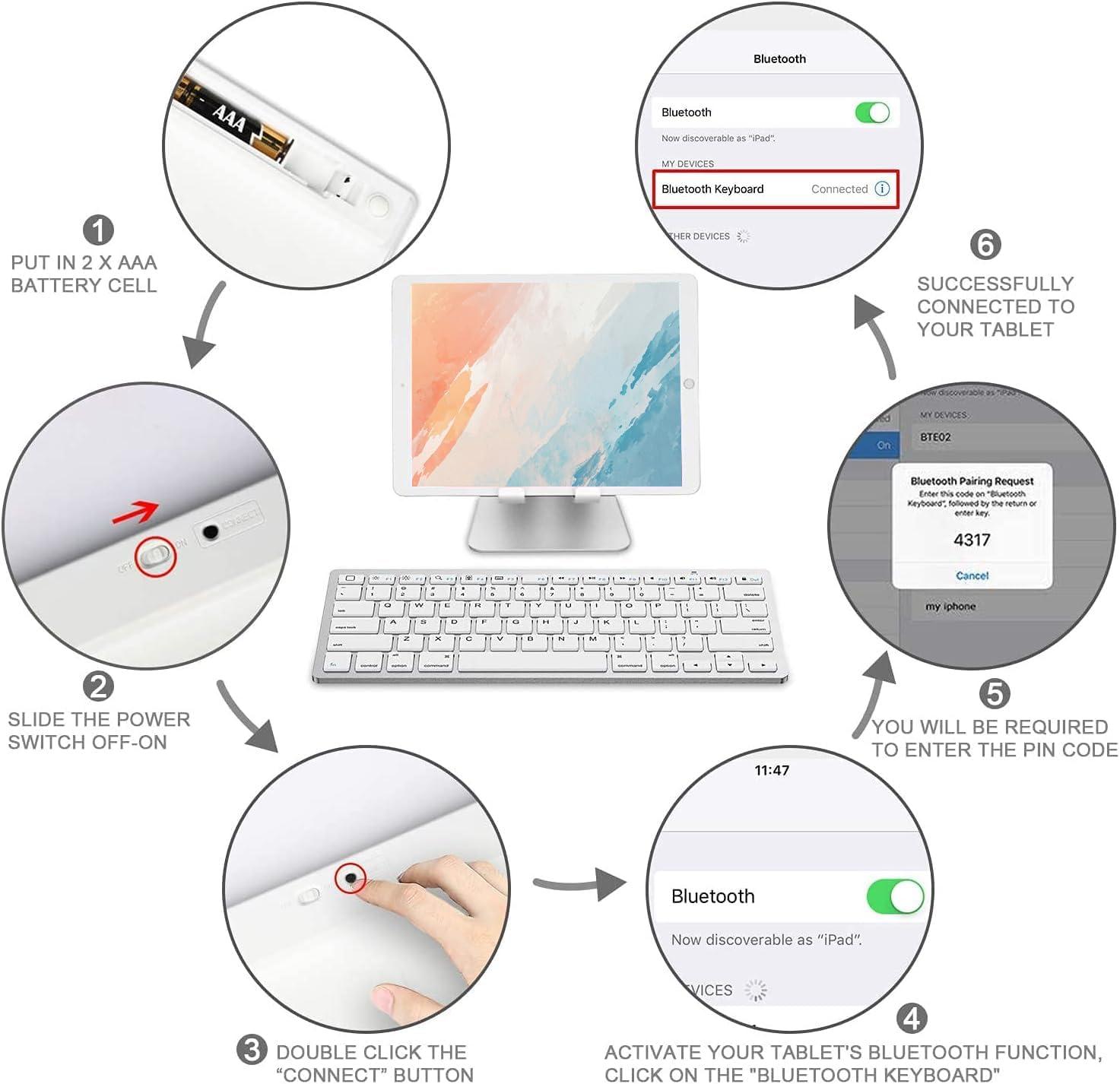 imageOMOTON Bluetooth Keyboard Compatible with iPad 10th Generation iPad 102 9th8th7th iPad Pro 1312911 inch iPad AirMini and More iOS Devices WhiteWhite