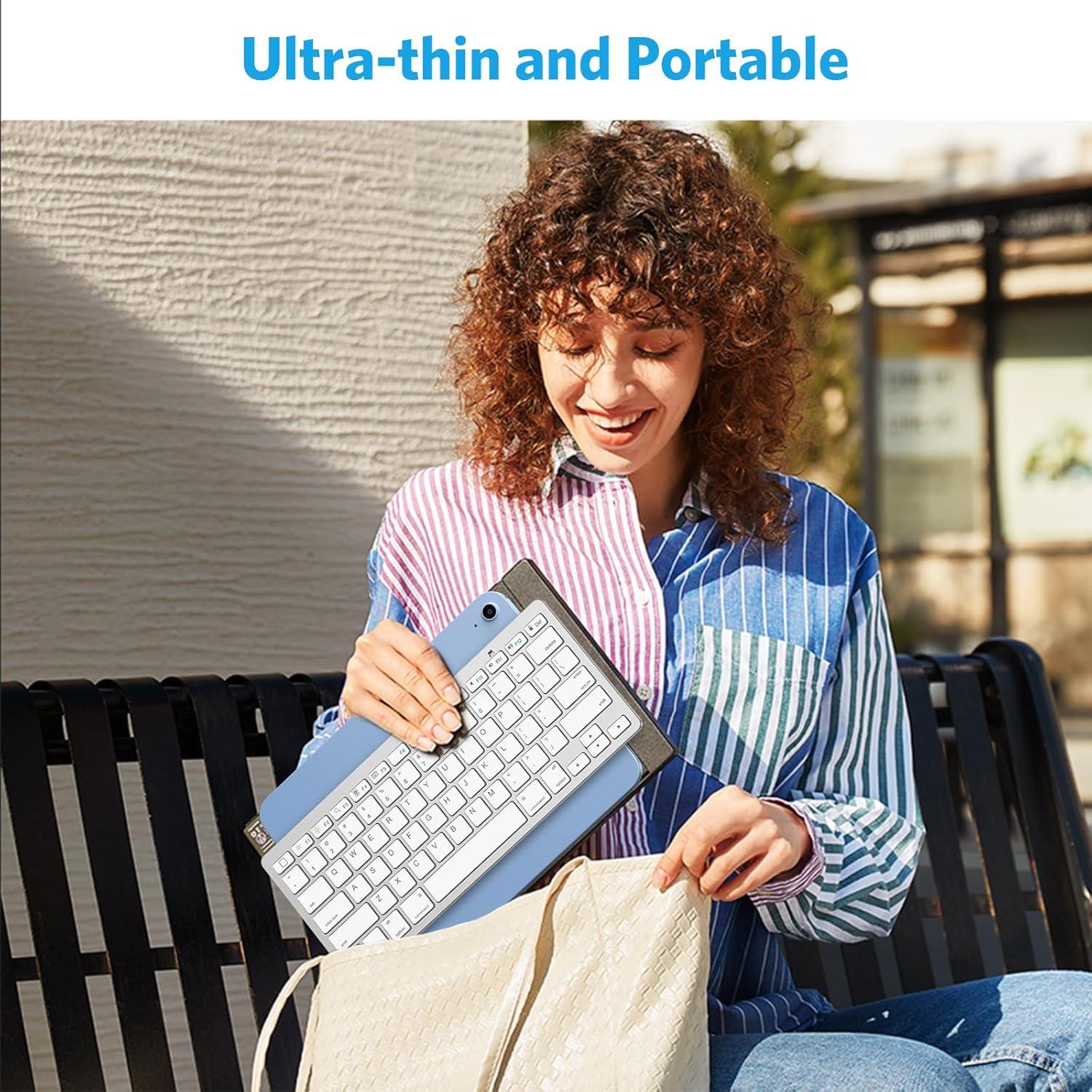 imageOMOTON Bluetooth Keyboard Compatible with iPad 10th Generation iPad 102 9th8th7th iPad Pro 1312911 inch iPad AirMini and More iOS Devices WhiteWhite