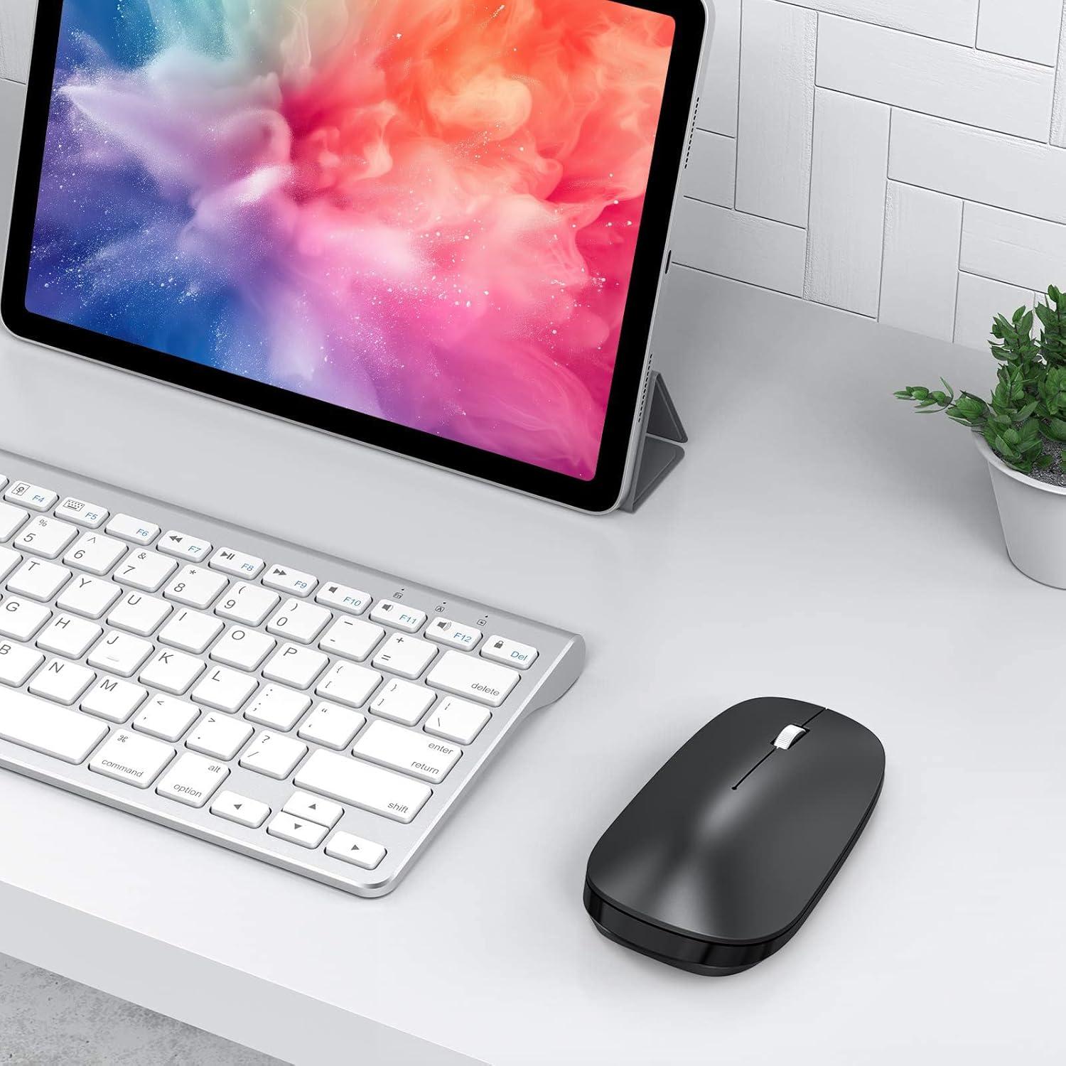 imageOMOTON Bluetooth Mouse for iPad and iPhone iPadOS 13 iOS 13 and Above UltraThin Wireless Mouse Compatible with Bluetooth Enabled Computer Laptop PC Notebook and Mac Series Matte BlackMatte Black