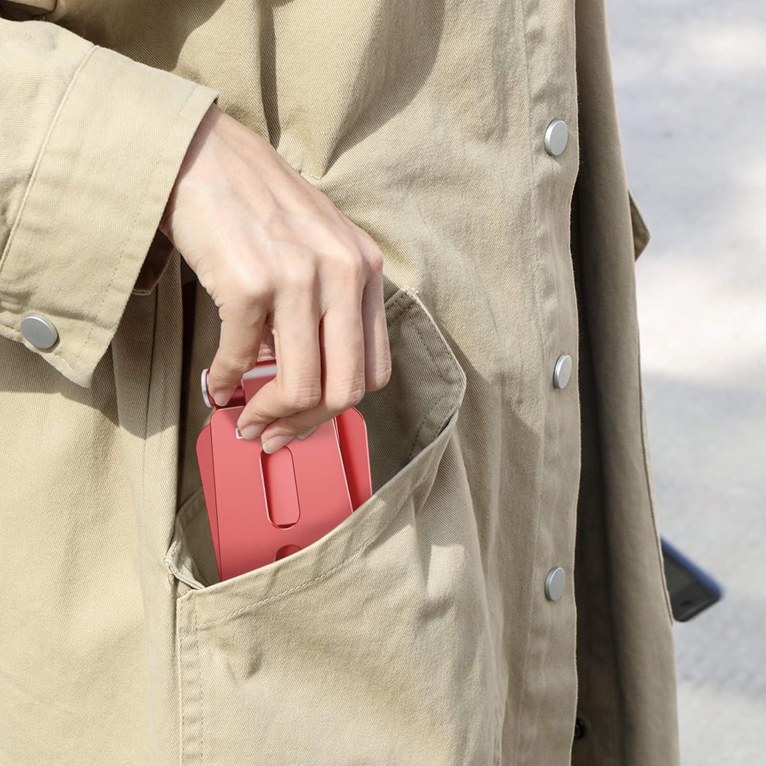 imageOMOTON Foldable Cell Phone Stand C4 Portable Aluminum Phone Holder Adjustable Phone Dock Cradle Compatible with iPhone 171615 Pro Max Air Samsung Galaxy Small Tablets All Smart Phones Silverred