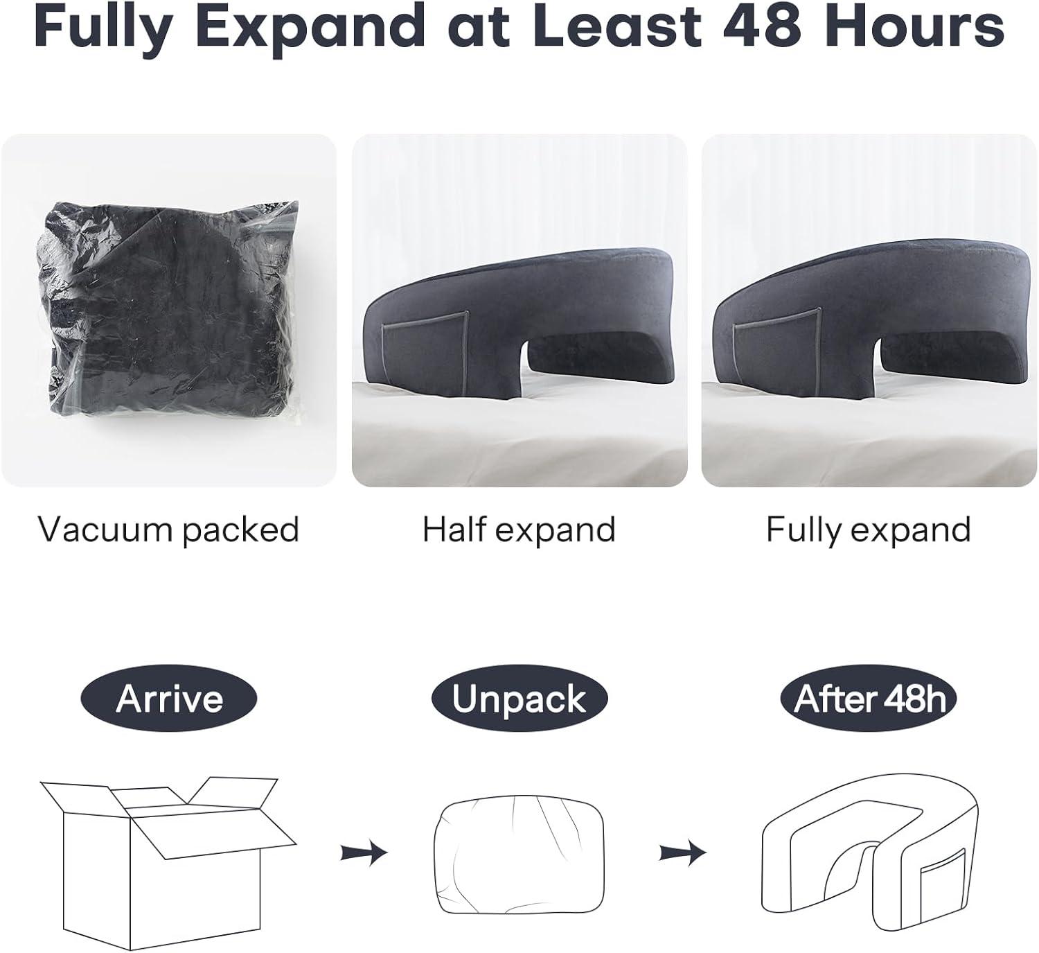 imageOMOTON Reading Pillow for Lap Desk Upgrade Extra Large Gaming Pillow for Adult Perfectly Fitting Your Body Memory Foam Arm Rest Pillow for Reading Working Playing in Bed Sofa Deep GreyDeep Grey