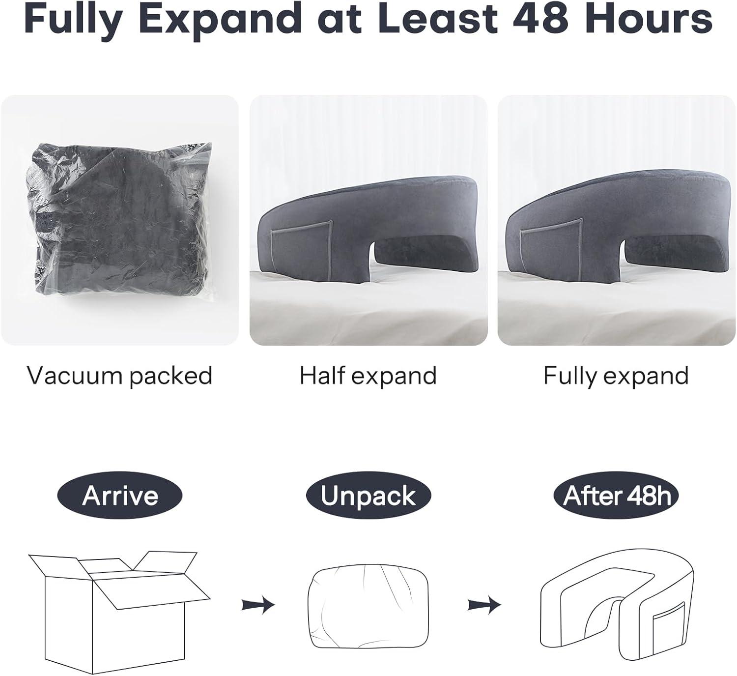 imageOMOTON Reading Pillow for Lap Desk Upgrade Extra Large Gaming Pillow for Adult Perfectly Fitting Your Body Memory Foam Arm Rest Pillow for Reading Working Playing in Bed Sofa Deep GreyLight Grey