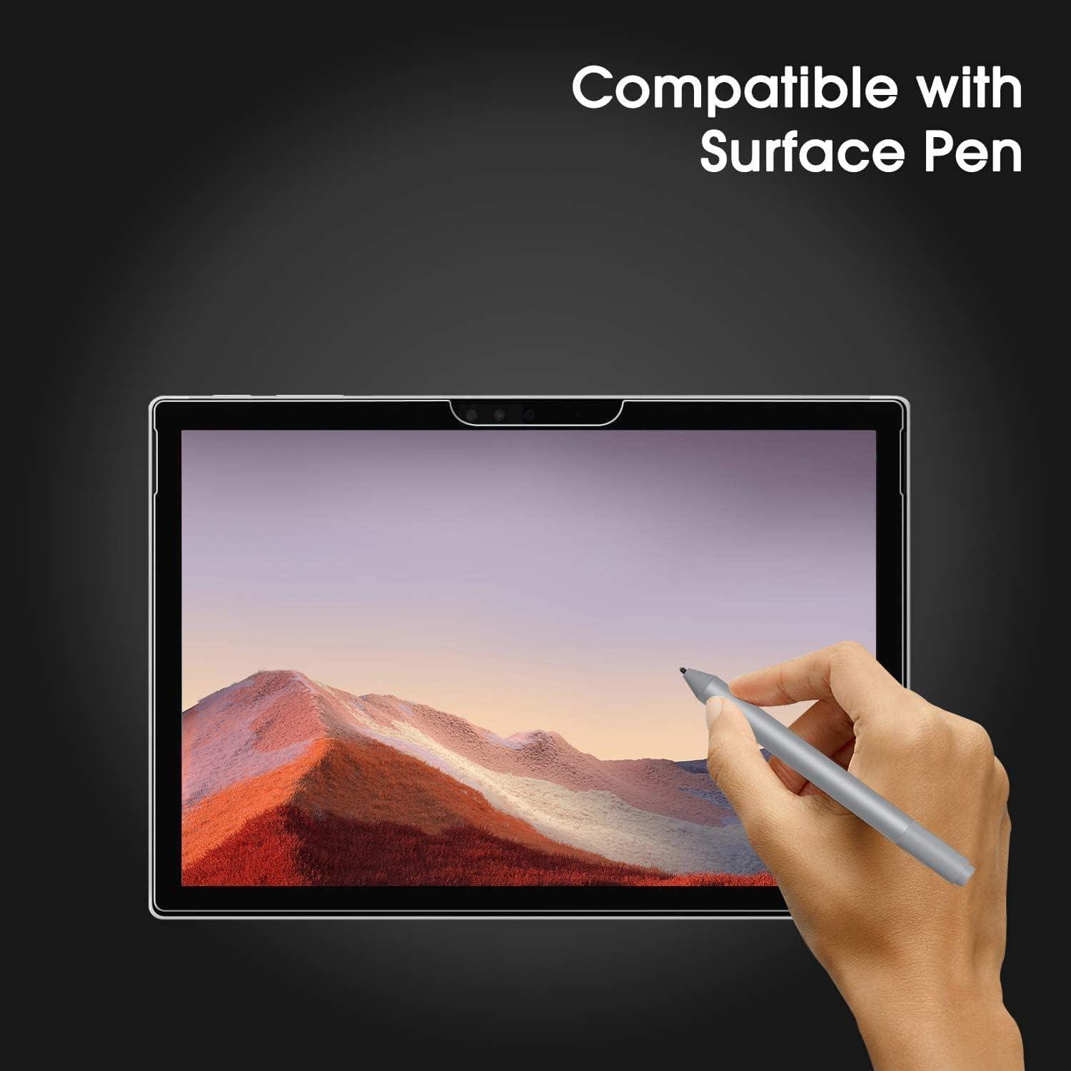 imageOMOTON Screen Protector Compatible with Surface Pro 7 PlusSurface Pro 7Surface Pro 6 Surface Pro 5Surface Pro 4 Tempered Glass High Responsivity Scratch Resistant High Definition