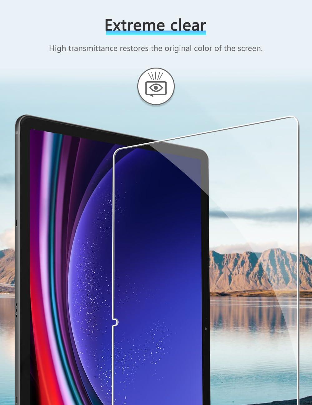 imageOMOTON Screen Protector for Samsung Galaxy Tab S7 FE 5GTab S9 Plus 2023Tab S9 FE PlusTab S8 Plus 5GTab S7 Plus 2 Pack Case FriendlyAlignment FrameTempered Glass 124 Inch