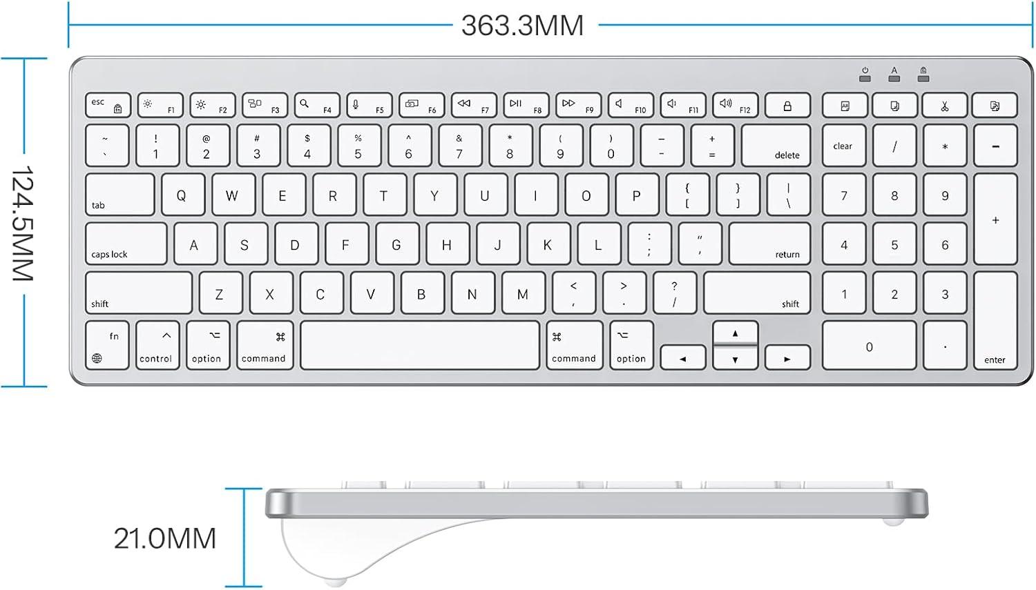 imageOMOTON Wired Keyboard Compatible with Mac with Dual Interface USB and TypeC Numeric Keypad Compatible with MacBook ProAir iMac Mac miniPro Laptop SilverSilver