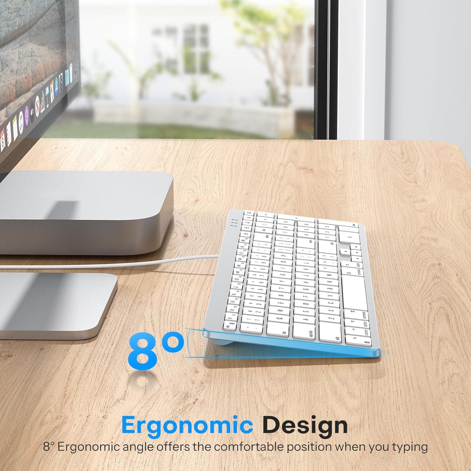 imageOMOTON Wired Keyboard Compatible with Mac with Dual Interface USB and TypeC Numeric Keypad Compatible with MacBook ProAir iMac Mac miniPro Laptop SilverSilver