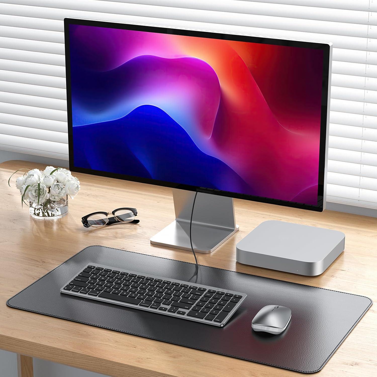 imageOMOTON Wired Keyboard Compatible with Mac with Dual Interface USB and TypeC Numeric Keypad Compatible with MacBook ProAir iMac Mac miniPro Laptop SilverGrey