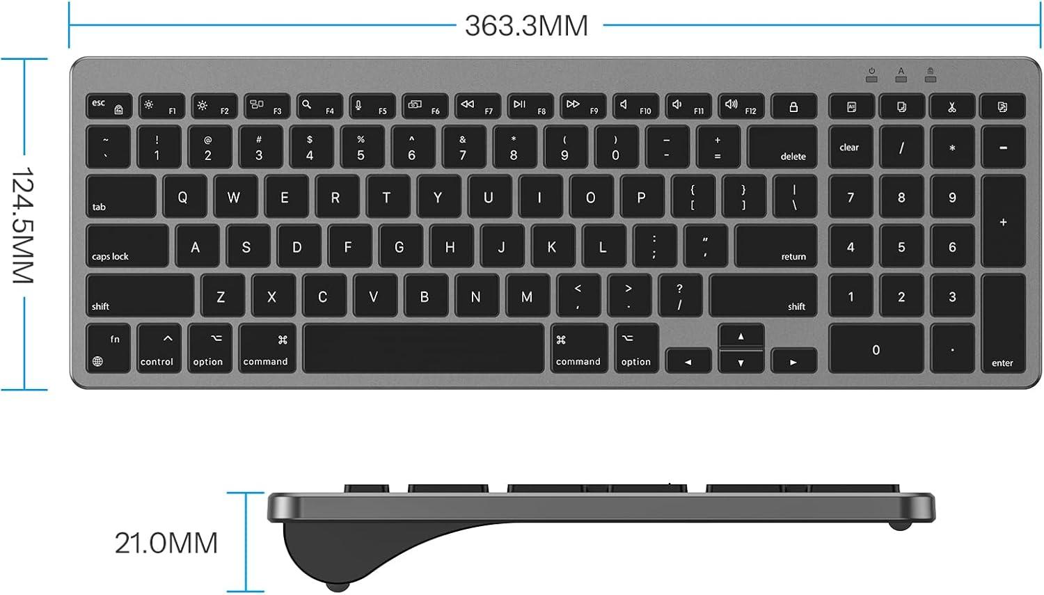 imageOMOTON Wired Keyboard Compatible with Mac with Dual Interface USB and TypeC Numeric Keypad Compatible with MacBook ProAir iMac Mac miniPro Laptop SilverGrey