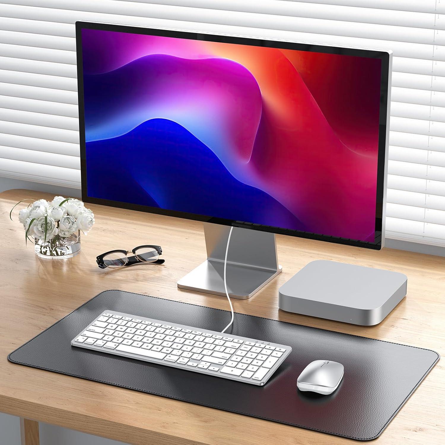 imageOMOTON Wired Keyboard Compatible with Mac with Dual Interface USB and TypeC Numeric Keypad Compatible with MacBook ProAir iMac Mac miniPro Laptop SilverSilver