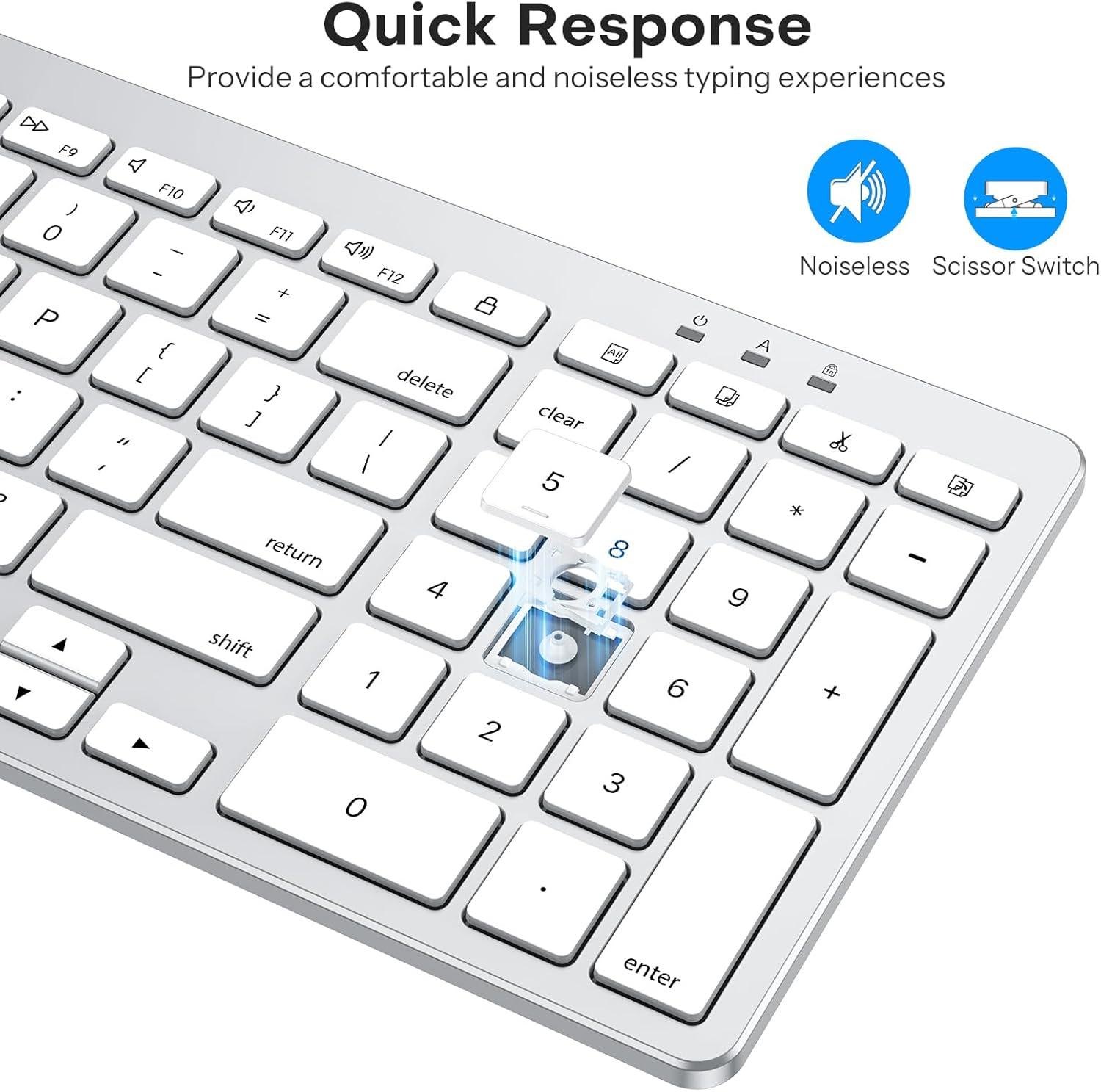 imageOMOTON Wired Keyboard Compatible with Mac with Dual Interface USB and TypeC Numeric Keypad Compatible with MacBook ProAir iMac Mac miniPro Laptop SilverSilver