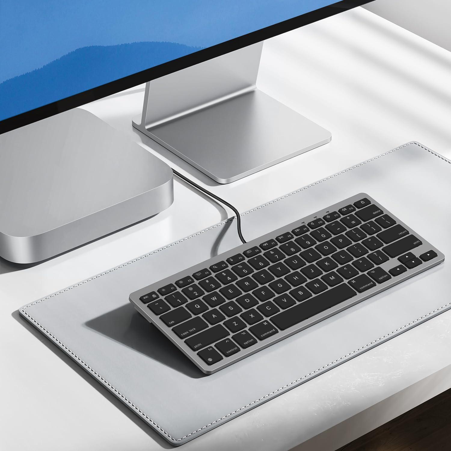 imageOMOTON Wired Keyboard for Mac Devices ONLY with Dual Interface Comfortable Typing Angle ampamp Stable Connection Compatible with MacBook iMac Mac mini PCWhiteAGrey