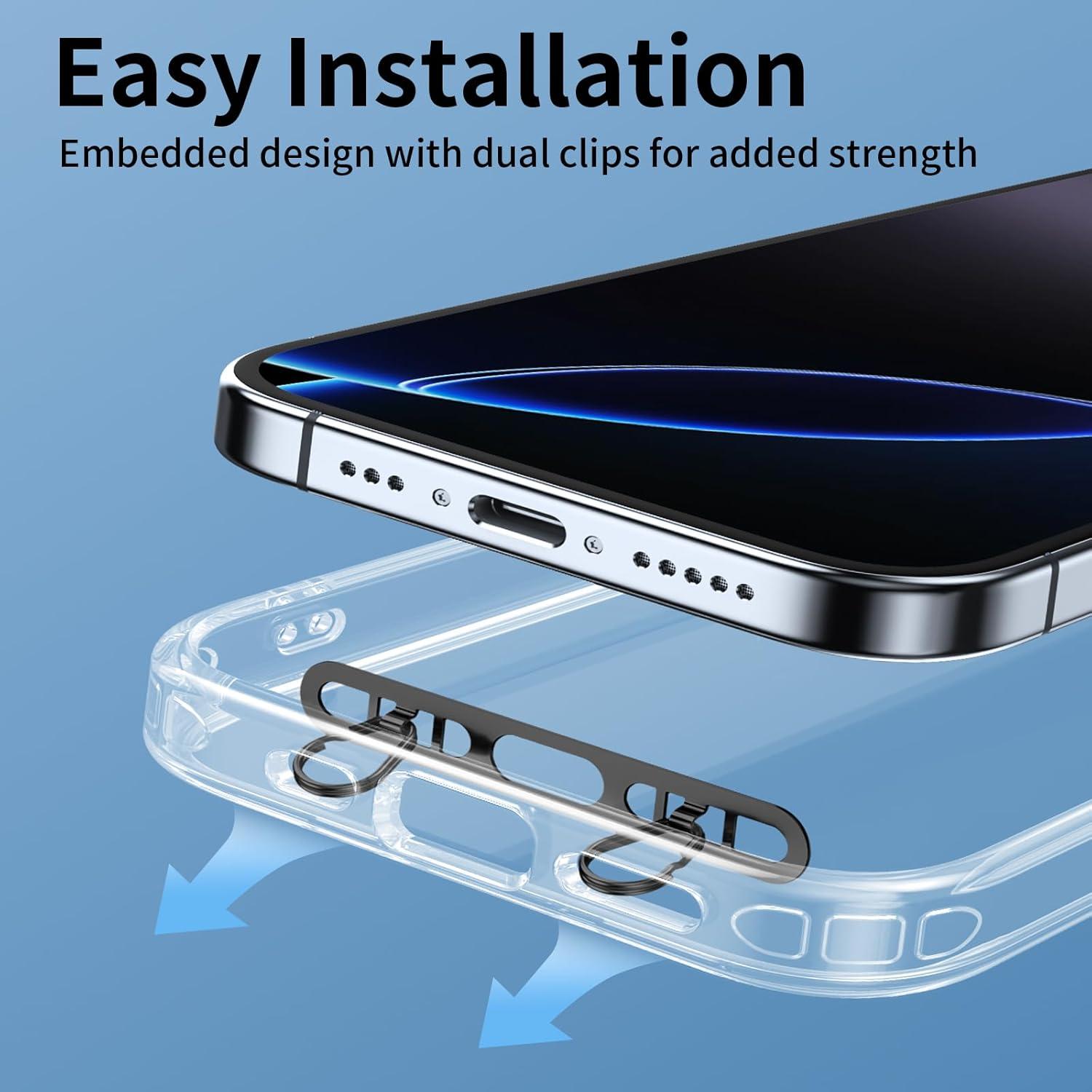 imagePhone Lanyard Tab 2Ring Metal Tether Tab for iPhone UltraThin Stainless Steel Cell Phone Lanyard Patch No Block Charging Port AntiLoss Strap Attachment Champagne GoldblackFashion Silverblack