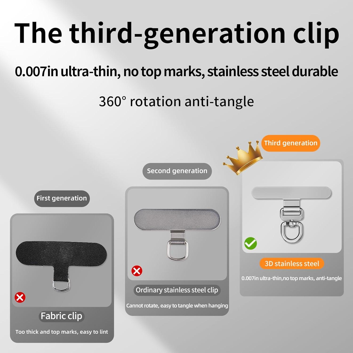 imagePhone Tether Tab ampamp Lanyard Tab 360 Swivel Clip Ultra Thin Stainless Steel Universal Patch for All Phone CasesRose Gold2