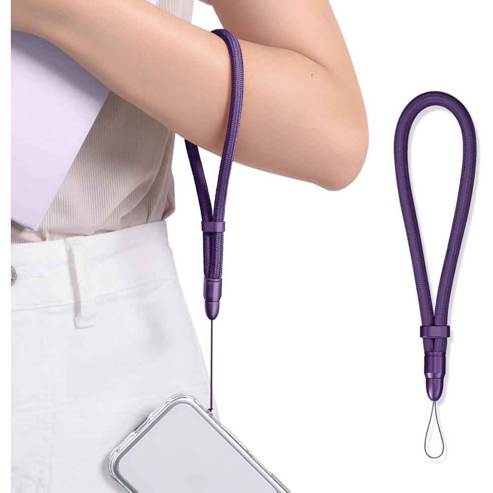 image360 Swivel Phone Lanyard ampamp Wrist Strap AntiDrop Adjustable with Fishing Line Core and AllMetal LockPurple