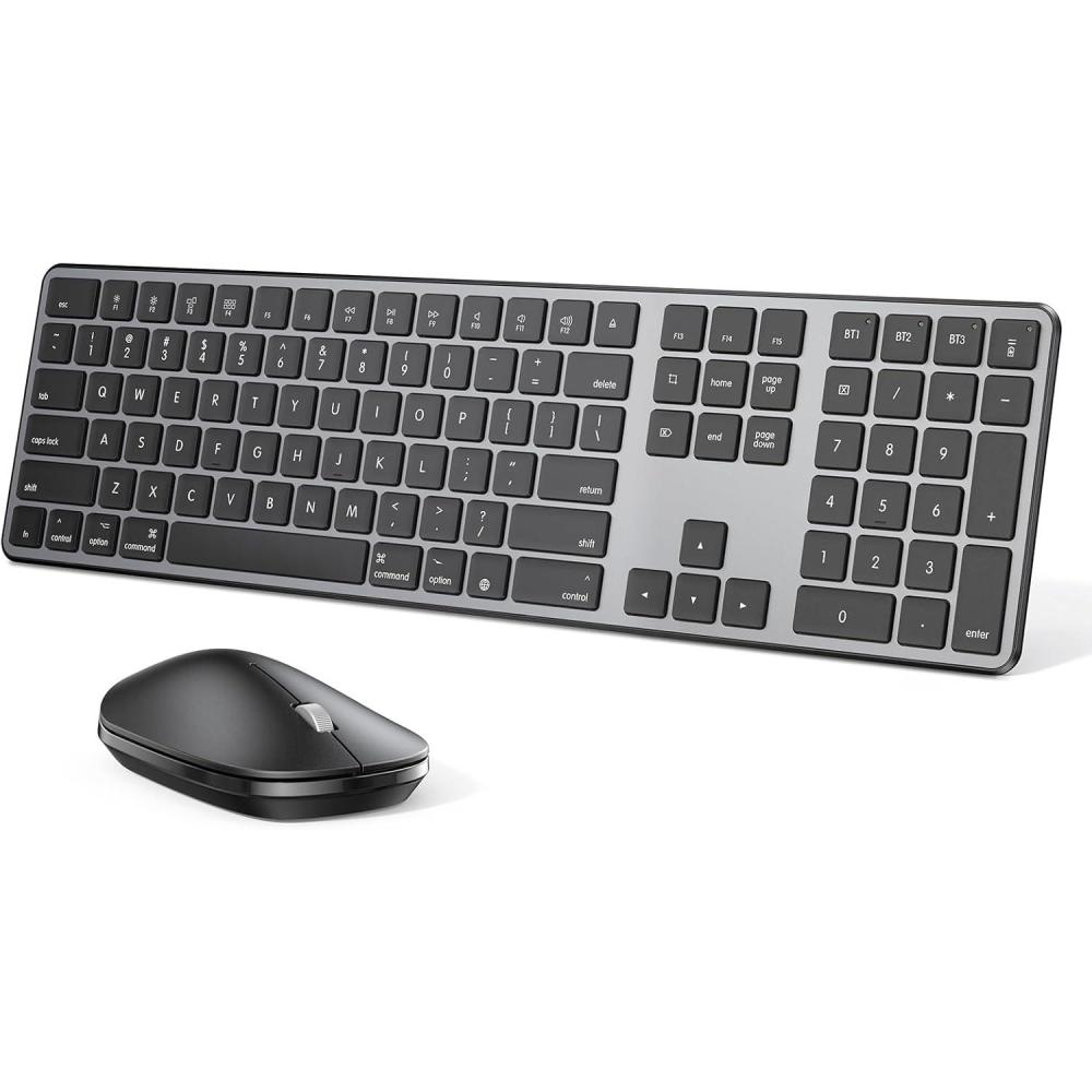 imageBluetooth Keyboard and Mouse for Mac OMOTON Wireless MultiDevice Keyboard with Numeric Keypad Keyboard and Mouse Combo for MacBook ProAir iMac iMac Pro Mac mini Mac Pro