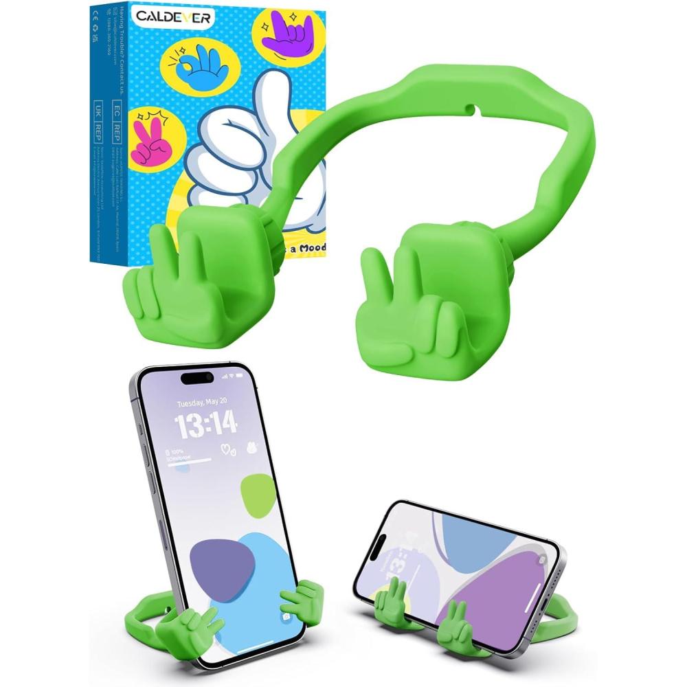 imageCell Phone Stand Stocking Stuffers for Teens Boys Girls Kids Gifts Upgrade Adjustable Peace Sign Thumbs Lazy Cell Phone Holder for Desk Cool Gadgets Birthday Gifts for Women Men Teenage Adults WifeAvocado Green