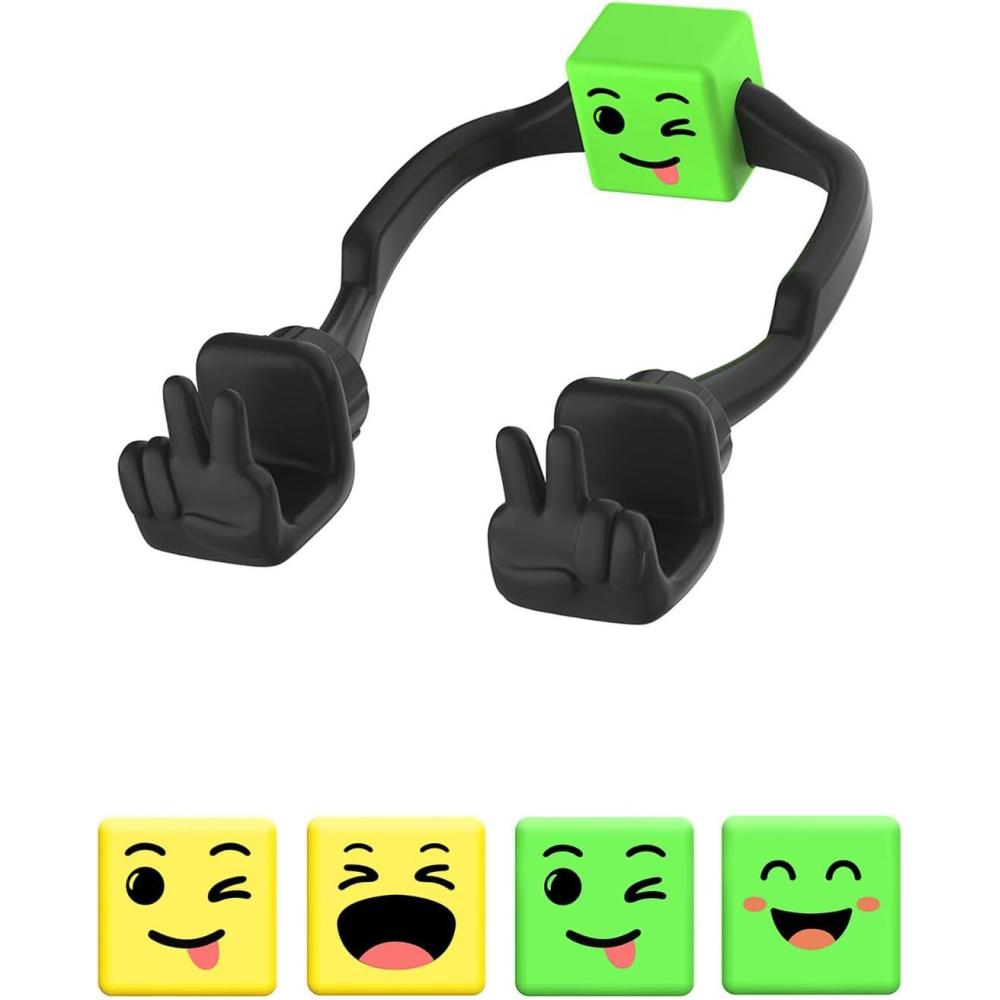 imageCell Phone Stand Stocking Stuffers for Teens Boys Girls Kids Gifts Upgrade Adjustable Peace Sign Thumbs Lazy Cell Phone Holder for Desk Cool Gadgets Birthday Gifts for Women Men Teenage Adults WifeBlackYellowGreen