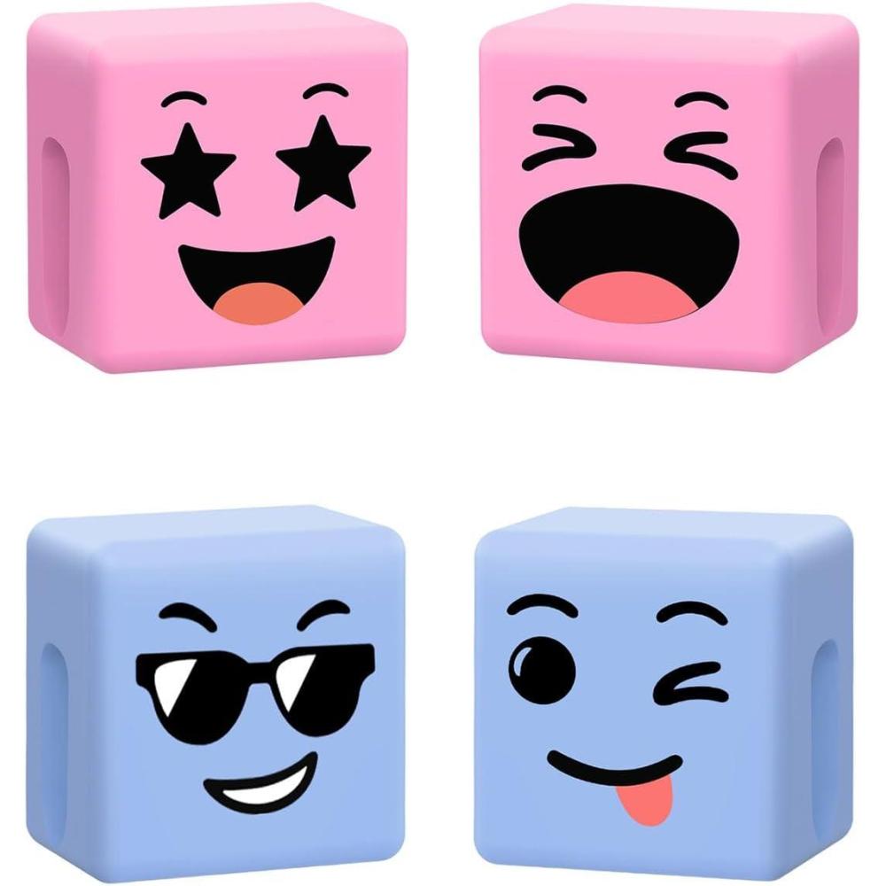 imageDualSided Mood Cubes Phone Holder Clip for CALDEVER Gesture Series Phone Stand Accessory for Desk Stocking Stuffers for Teens Girls Boys Adults Emotional Cell Phone Holder Gifts for Women Men KidsPinkBlue