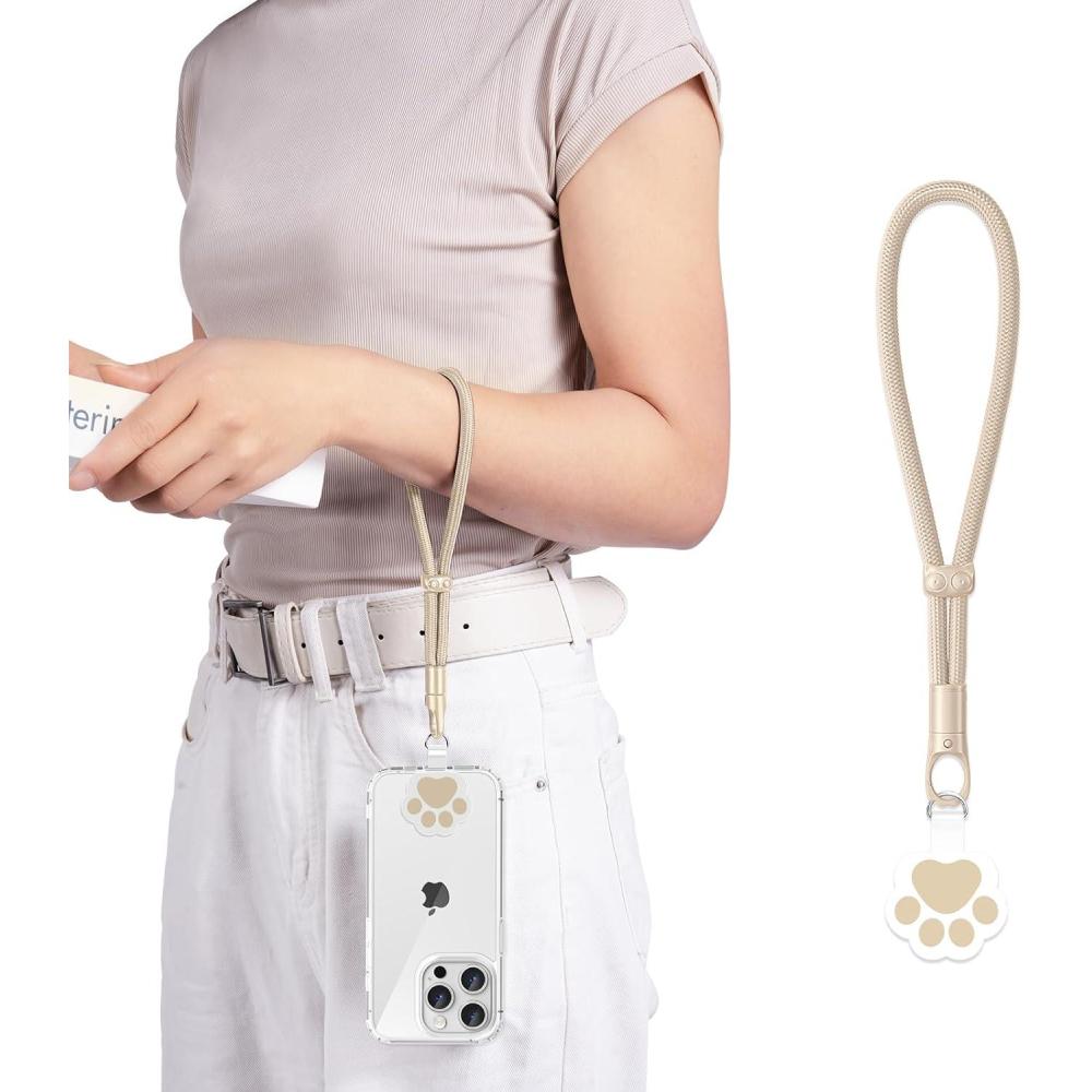 imageHand Wrist Strap LanyardAnti TheftUniversal Cell Phone Multifuctional Patch Lanyards for Women and MenCamel