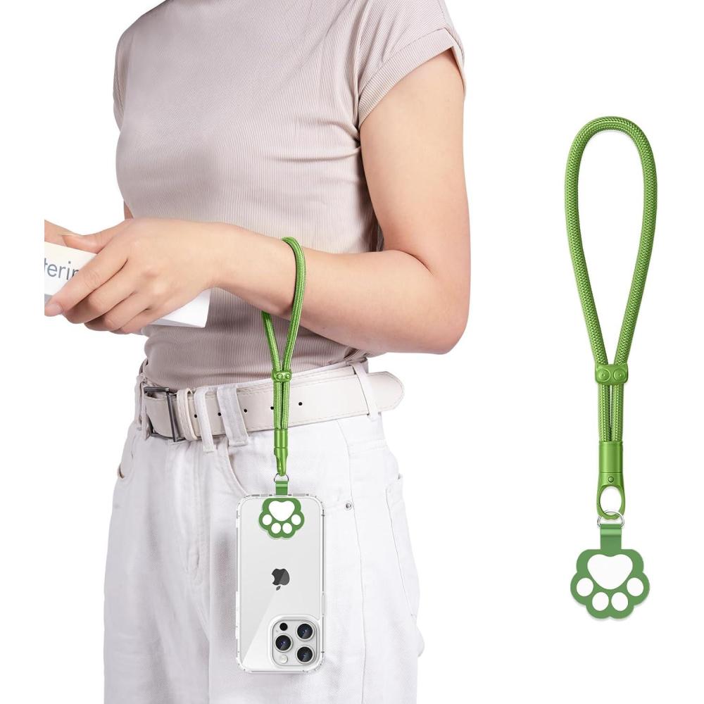 imageHand Wrist Strap LanyardAnti TheftUniversal Cell Phone Multifuctional Patch Lanyards for Women and MenGreen