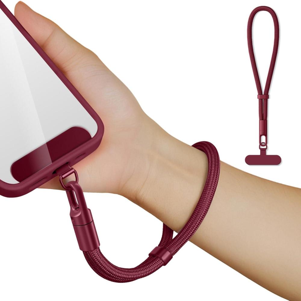 imageHand Wrist Strap LanyardUniversal Cell Phone Multifuctional Patch Lanyards for Women and Men BlackBurgundy