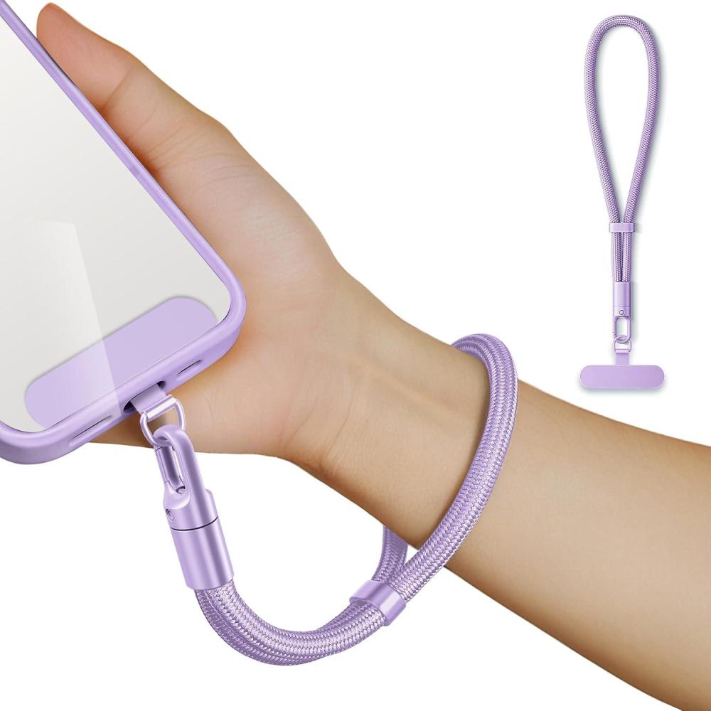 imageHand Wrist Strap LanyardUniversal Cell Phone Multifuctional Patch Lanyards for Women and Men BlackLilac Purple