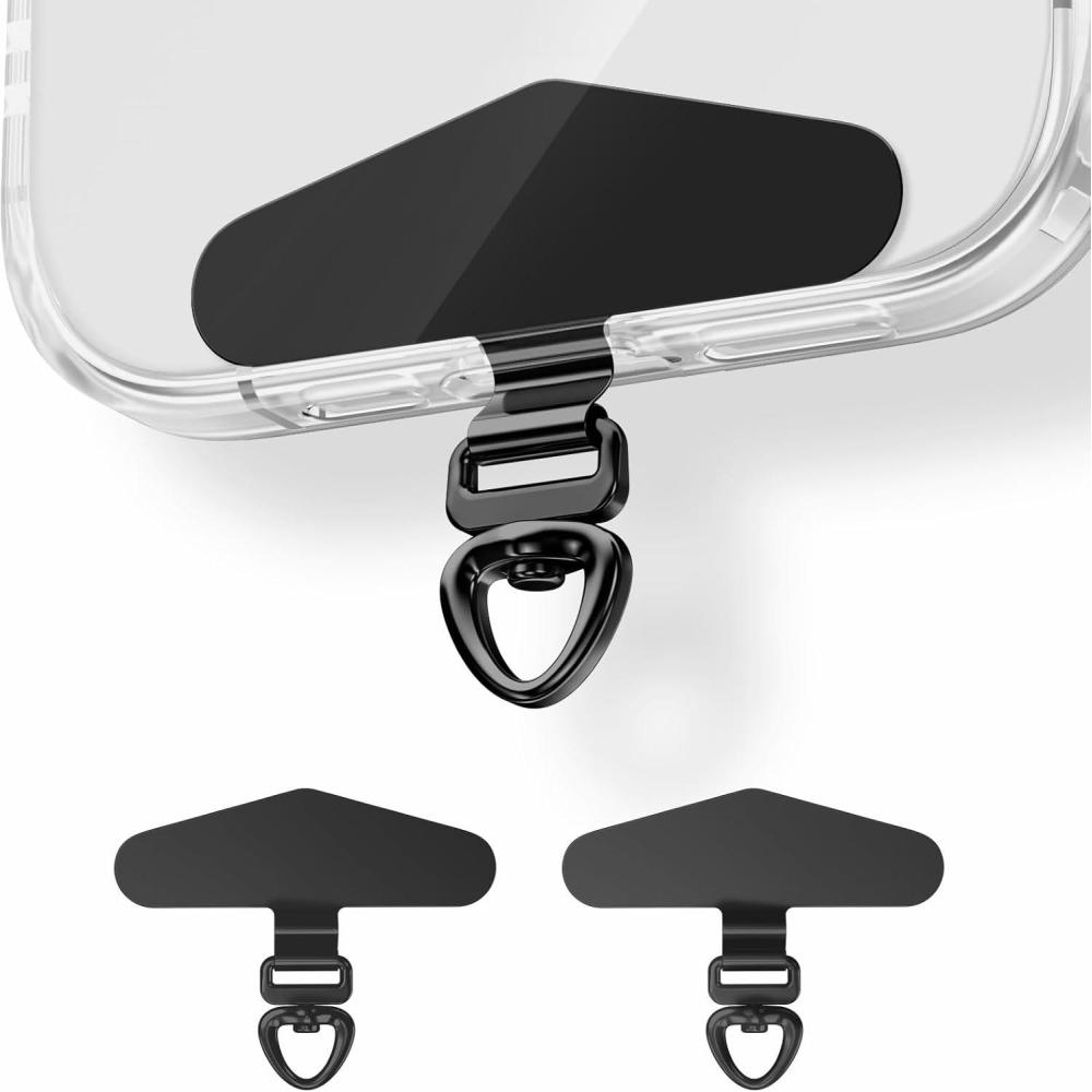 imageHeavy Duty Phone Tether Tab 360 Metal Lanyard Patch with 44lbs Load Capacity ampamp Swivel Ring2PackBlack2