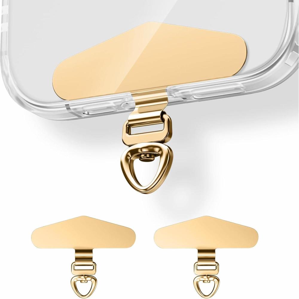 imageHeavy Duty Phone Tether Tab 360 Metal Lanyard Patch with 44lbs Load Capacity ampamp Swivel Ring2PackChampagne Gold2