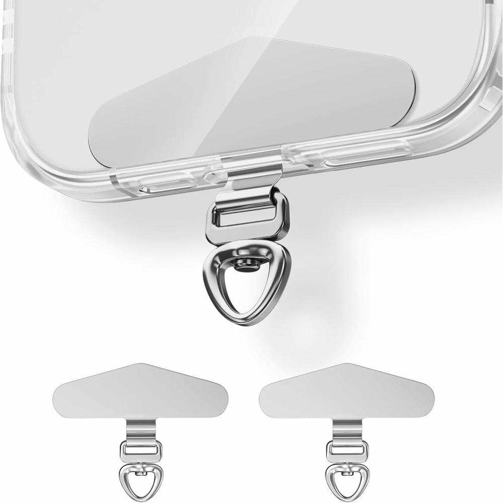 imageHeavy Duty Phone Tether Tab 360 Metal Lanyard Patch with 44lbs Load Capacity ampamp Swivel Ring2PackFashion Silver2