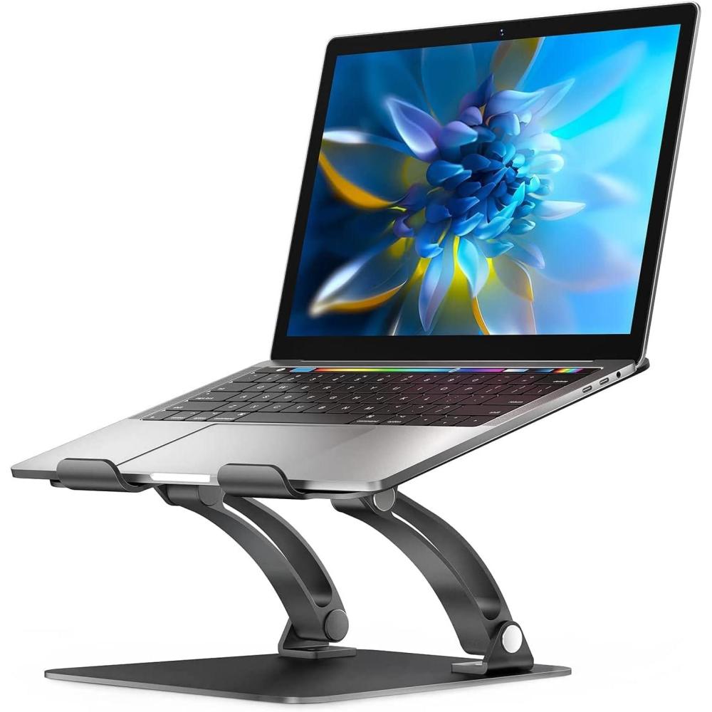 imageNulaxy Fully Adjustable Laptop Stand for Desk Dual Foldable Aluminum Computer Riser with HeatVent Ergonomic Notebook Holder Portable Office Accessories Compatible with All 1017quot Laptops SilverBlack