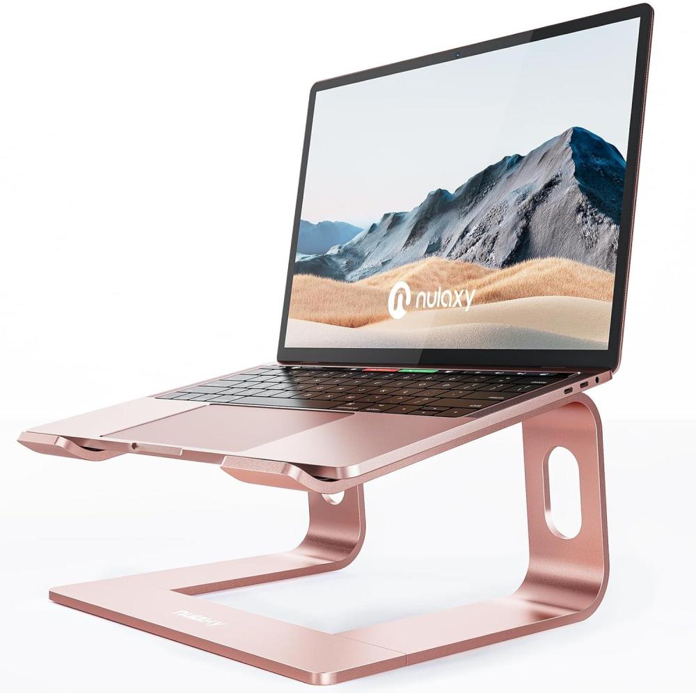 imageNulaxy Fully Aluminum Detachable Laptop Stand Ergonomic Ventilated Cooling Laptop Holder Computer Riser for Desk AntiSlip Design Notebook Stand Compatible with All 1016quot MacBookDell XPSHPLenovoDRose Gold